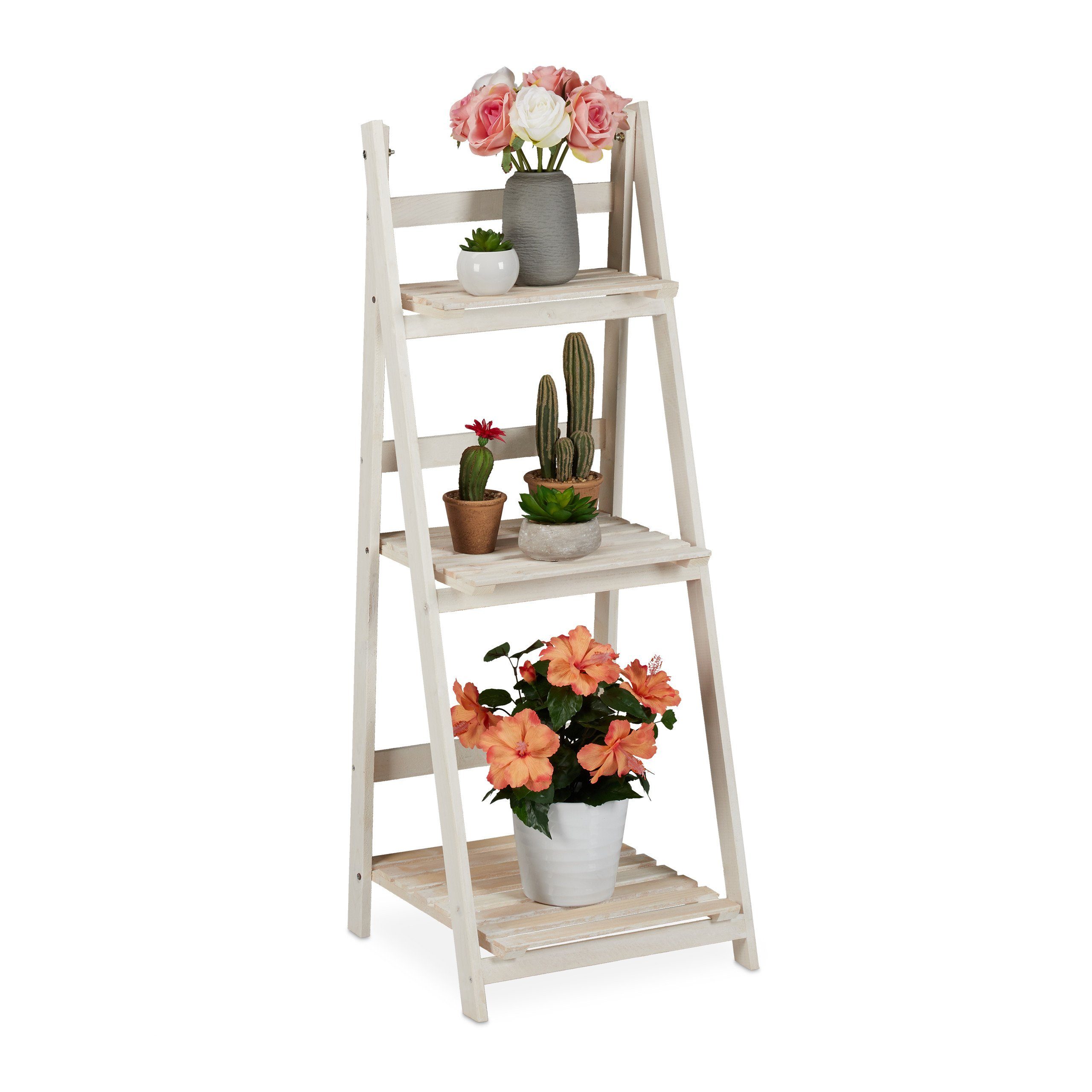 relaxdays Blumenständer Weiße Blumentreppe aus Holz, L. Reduzierter Preis € 34,99. Unverbindliche Preisempfehlung € 59,99