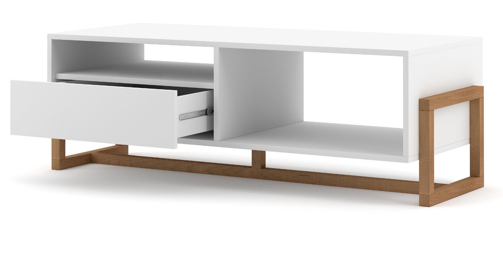 GuenstigEinrichten und Skien mit Massivholz), (Wohnzimmer Push-Open-Funktion, 60 122 cm, mit Stauraum Tisch Couchtisch x weiß