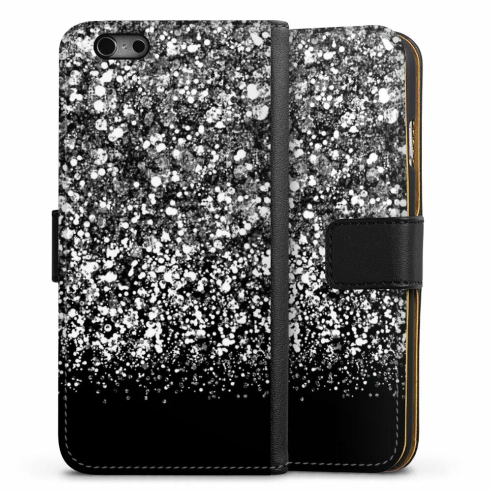 DeinDesign Handyhülle Glitzer Look Schneeflocken Muster Snow Fall Glitter Look, Apple iPhone 6 Hülle Handy Flip Case Wallet Cover Handytasche Leder