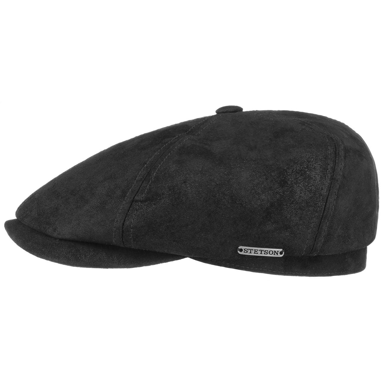 Stetson Flat Cap (1-St) Ledercap mit Schirm schwarz