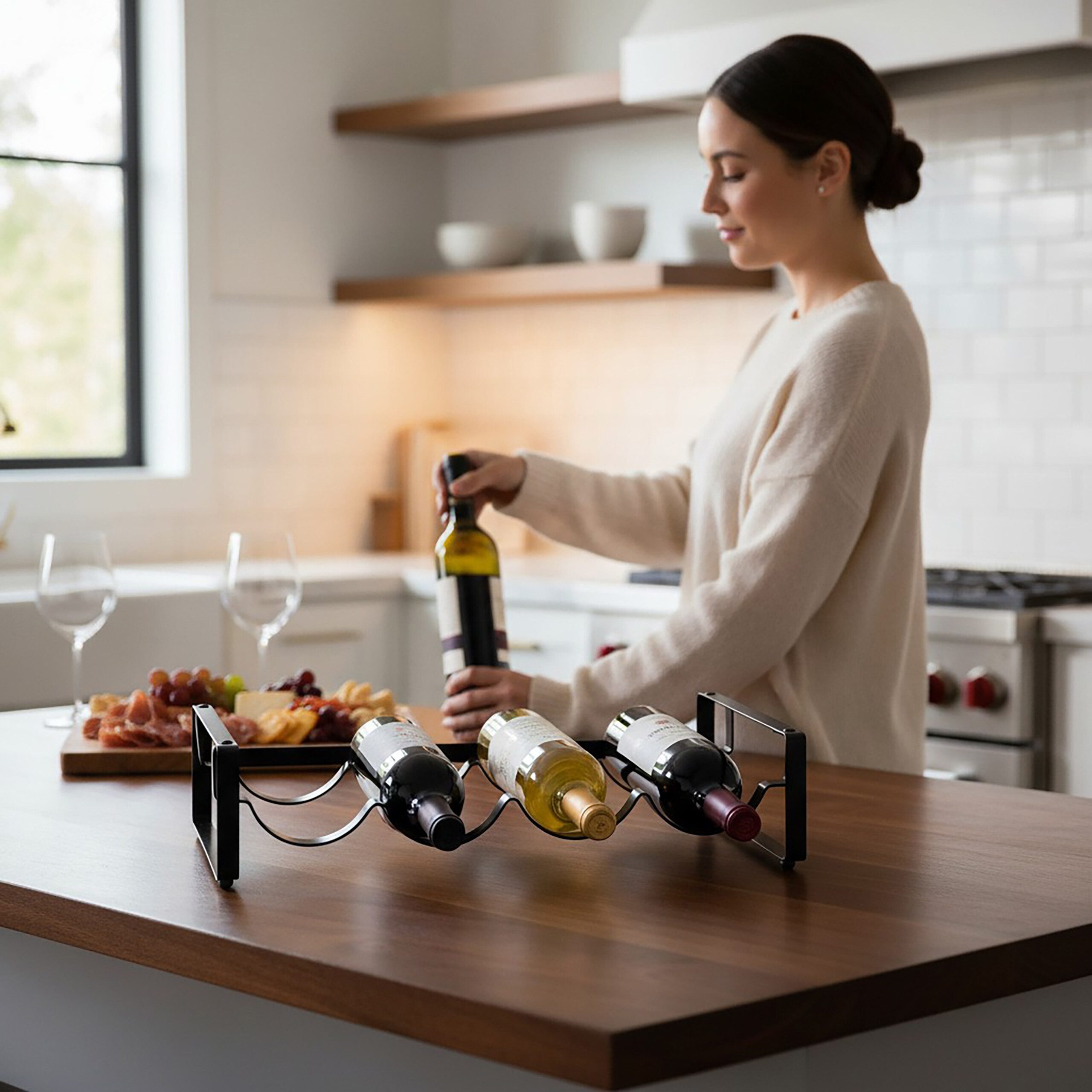 relaxdays Weinregal Metall stapelbar, 1er Pack