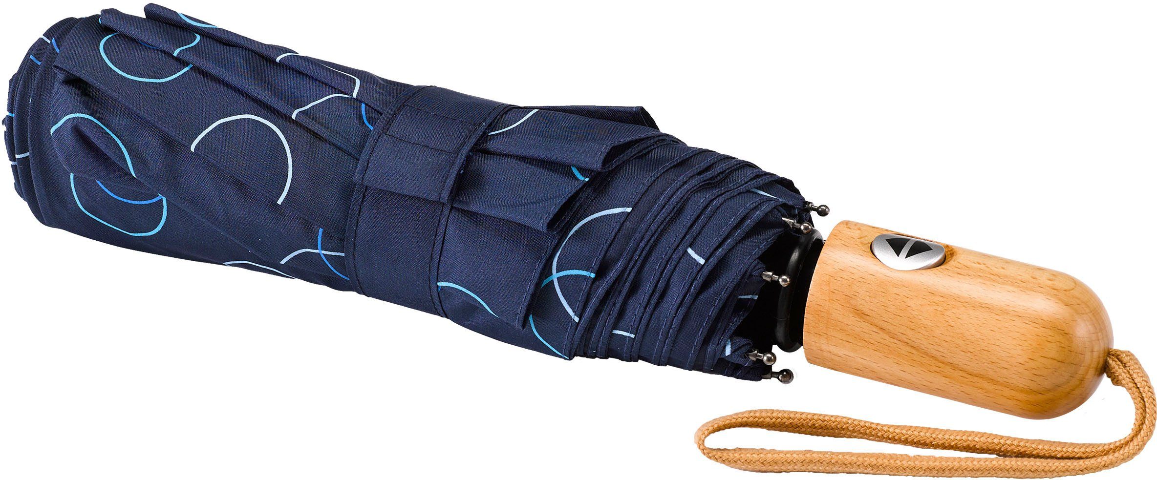 EuroSCHIRM® blau marine, Umwelt-Taschenschirm, Kreise Taschenregenschirm
