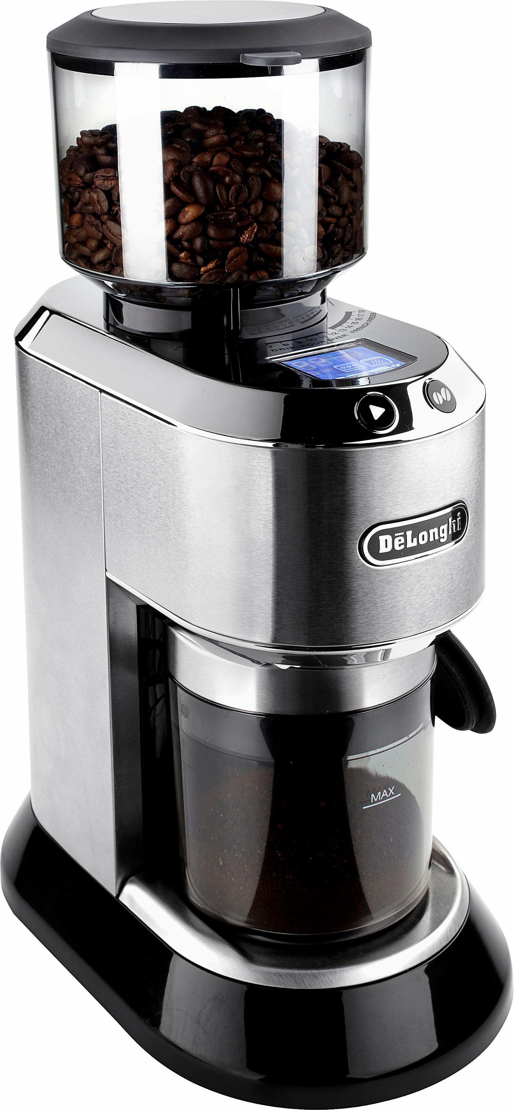 De'Longhi Kaffeemühle Dedica KG521.M, 150 W, Kegelmahlwerk, 350 g Bohnenbehälter, inkl. Siebträgeradapter