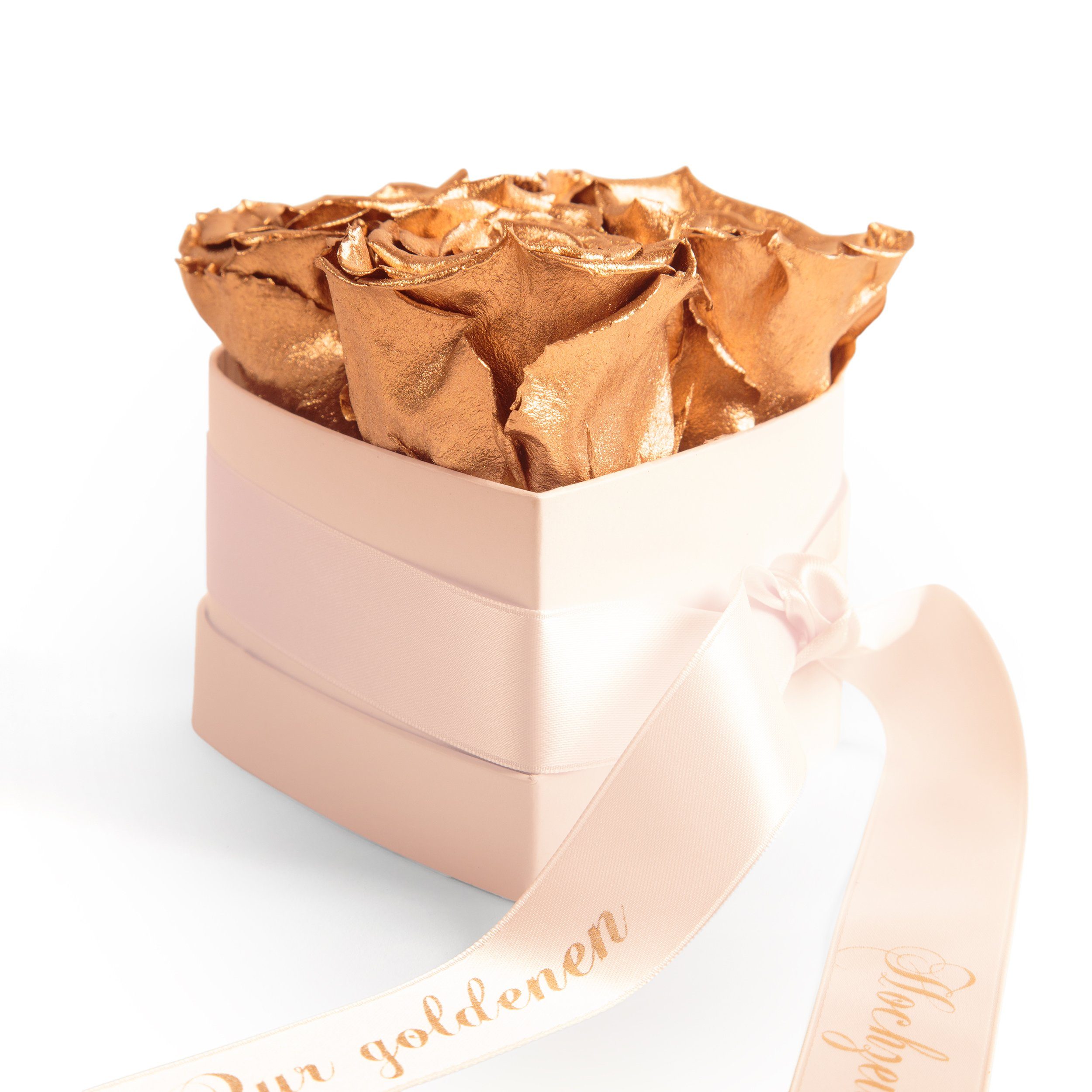 Kunstblume Ewige Rosen Box 3 Rosen Goldhochzeit Geschenk Jubiläum Rosen, ROSEMARIE SCHULZ Heidelberg, Höhe 10 cm, haltbare Blumen, Made in Germany