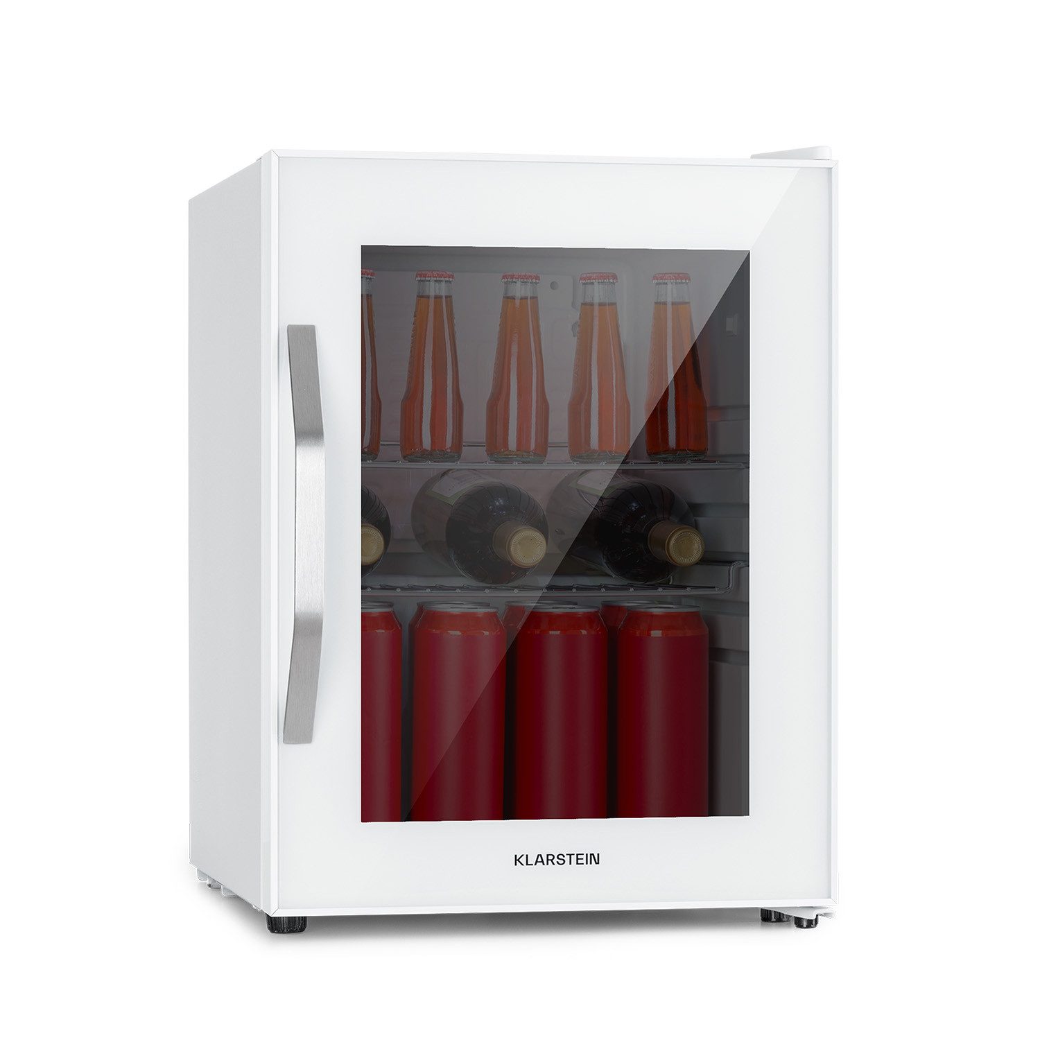 Klarstein Getränkekühlschrank 10039425, 55.2 cm hoch, 40.3 cm breit, Mini Kühlschrank ohne Gefrierfach klein Getränkekühlschrank Glastür