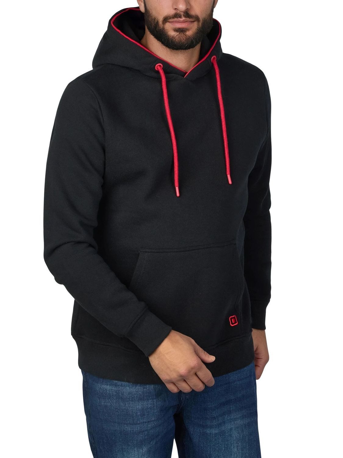 riverso Kapuzenpullover Herren Hoodie RIVSandro Regular Fit Longsleeve Sweatshirt mit Cross-Over-Kragen und Kängurutasche