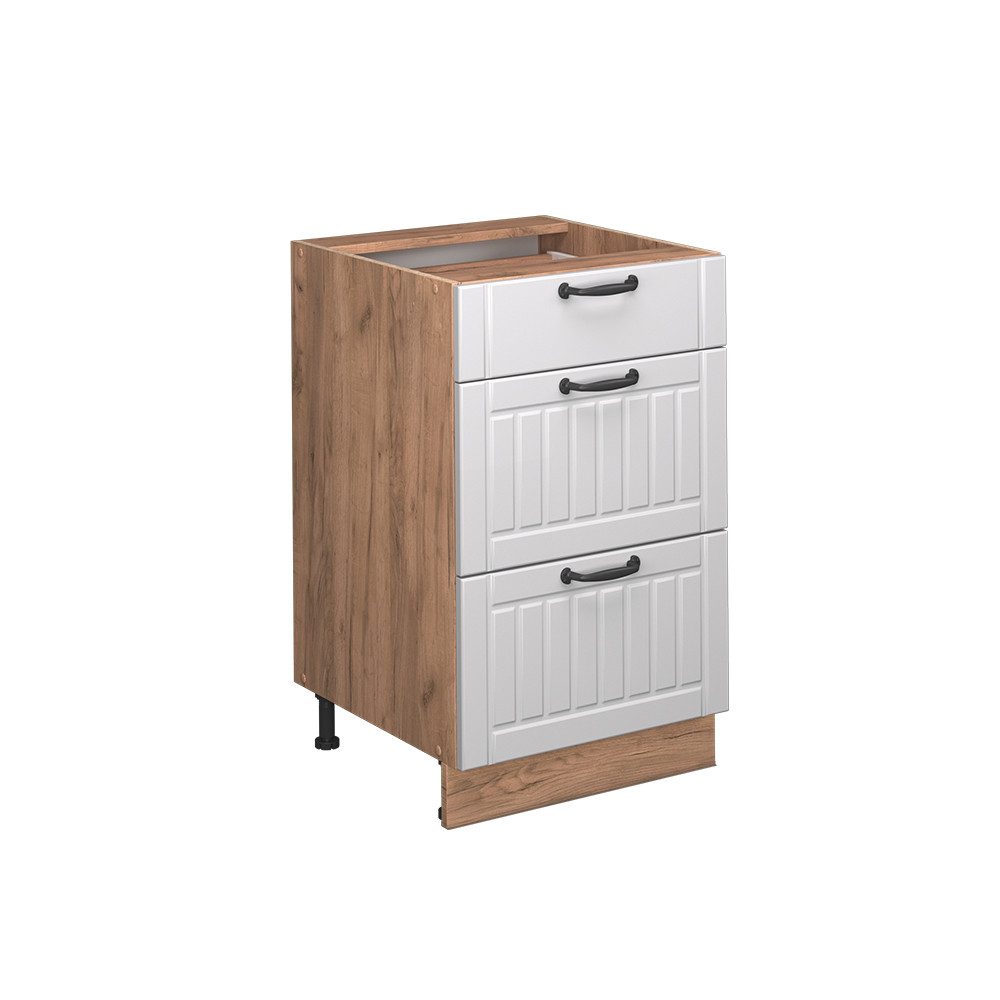Vicco Unterschrank Fame-Line, Weiß Landhaus/Goldkraft Eiche, günstig online kaufen