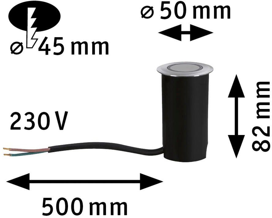 Paulmann LED Einbauleuchte Outdoor 230V rund 3000K IP67 2W round, LED Boden fest deko Warmweiß, integriert