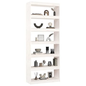 furnicato Bücherregal Bücherregal/Raumteiler Weiß 80x30x199,5 cm Massivholz Kiefer