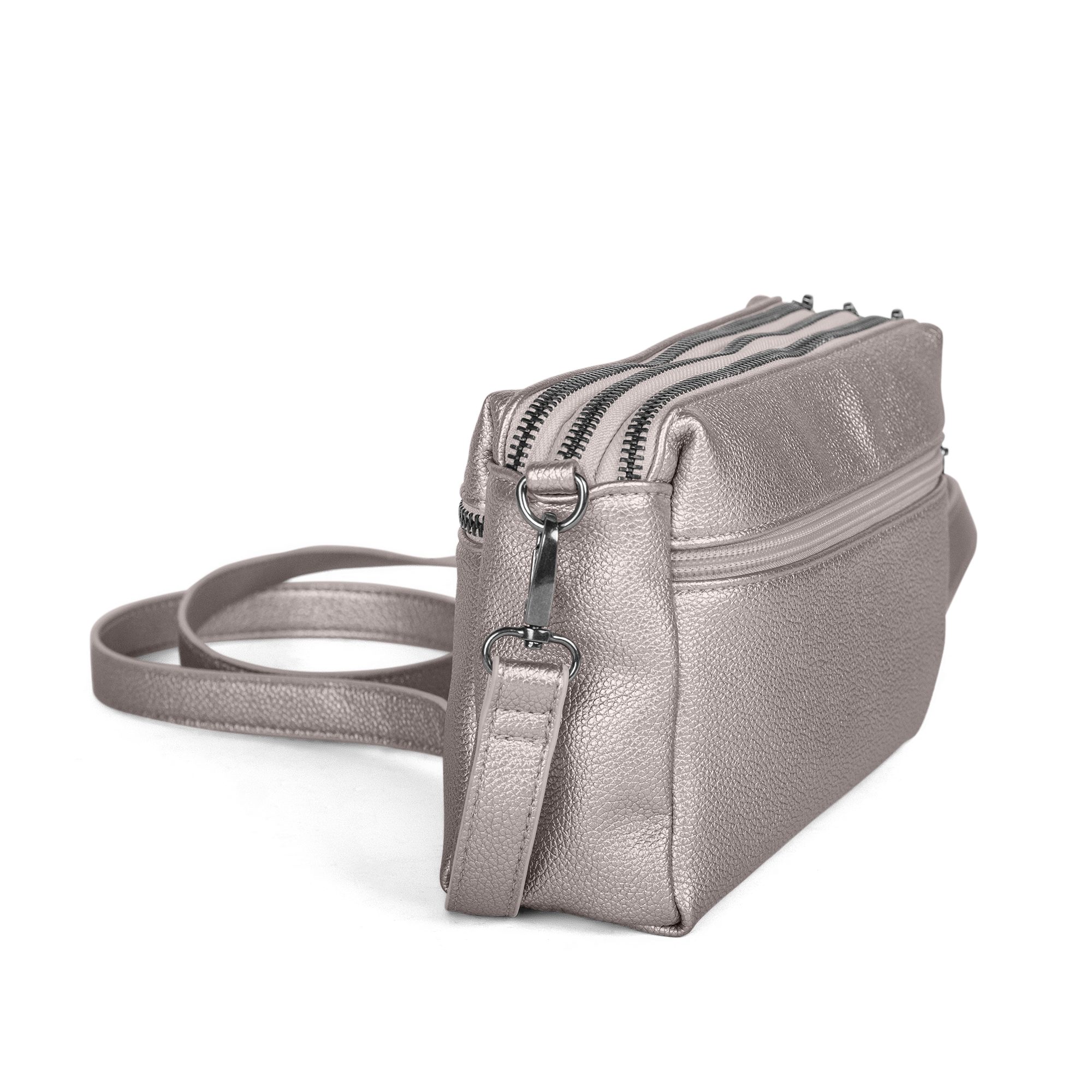 Cas8 Umhängetasche Ella 34509 in Metallic-Optik und 3 gleichgroßen Hauptfächern