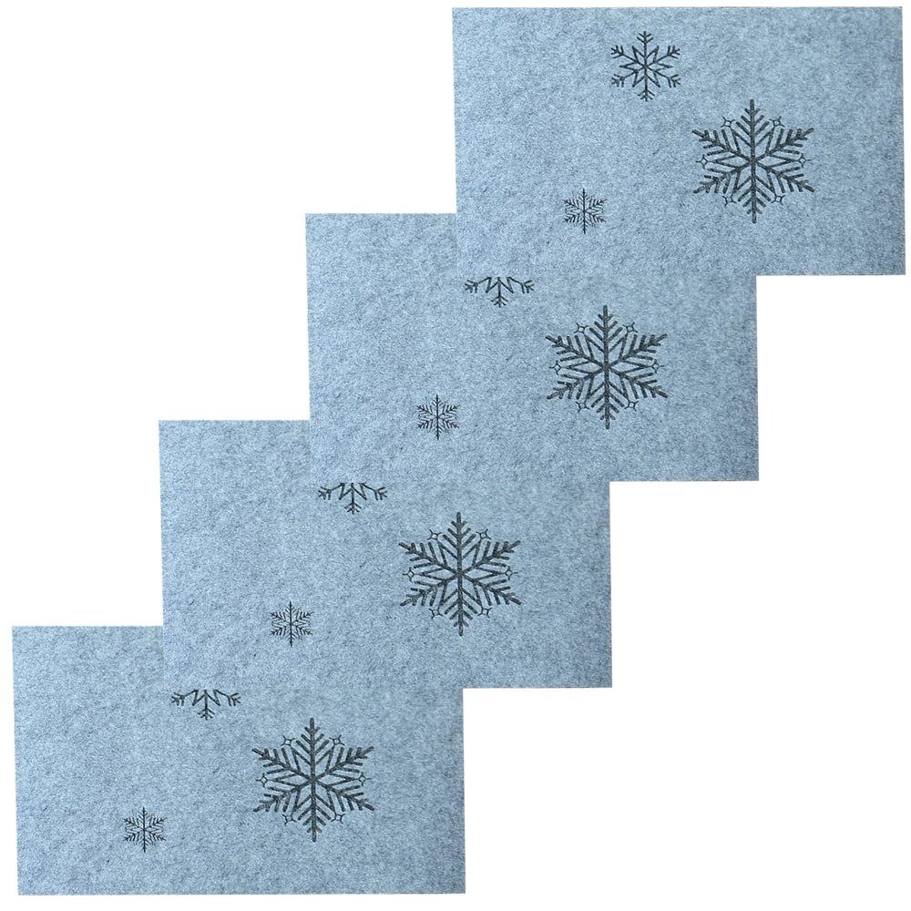 Platzset, Platzsets Schneesterne grau Filz Poly 4er Set 45x30 cm, matches21  HOME & HOBBY, (4-St)