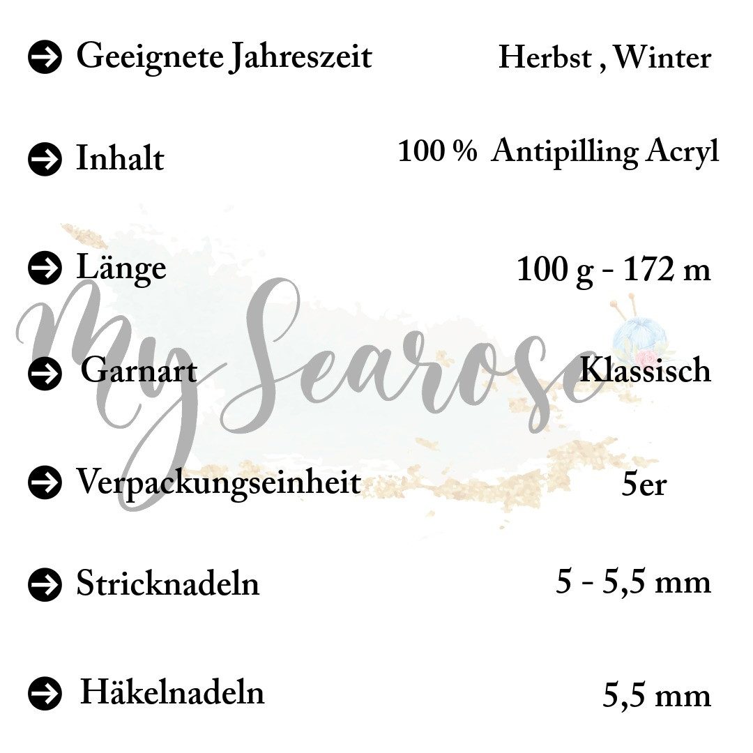 NAKO 5 x Nako Mona Lisa Häkelwolle, 170 m, Strickgarn,Häkelgarn