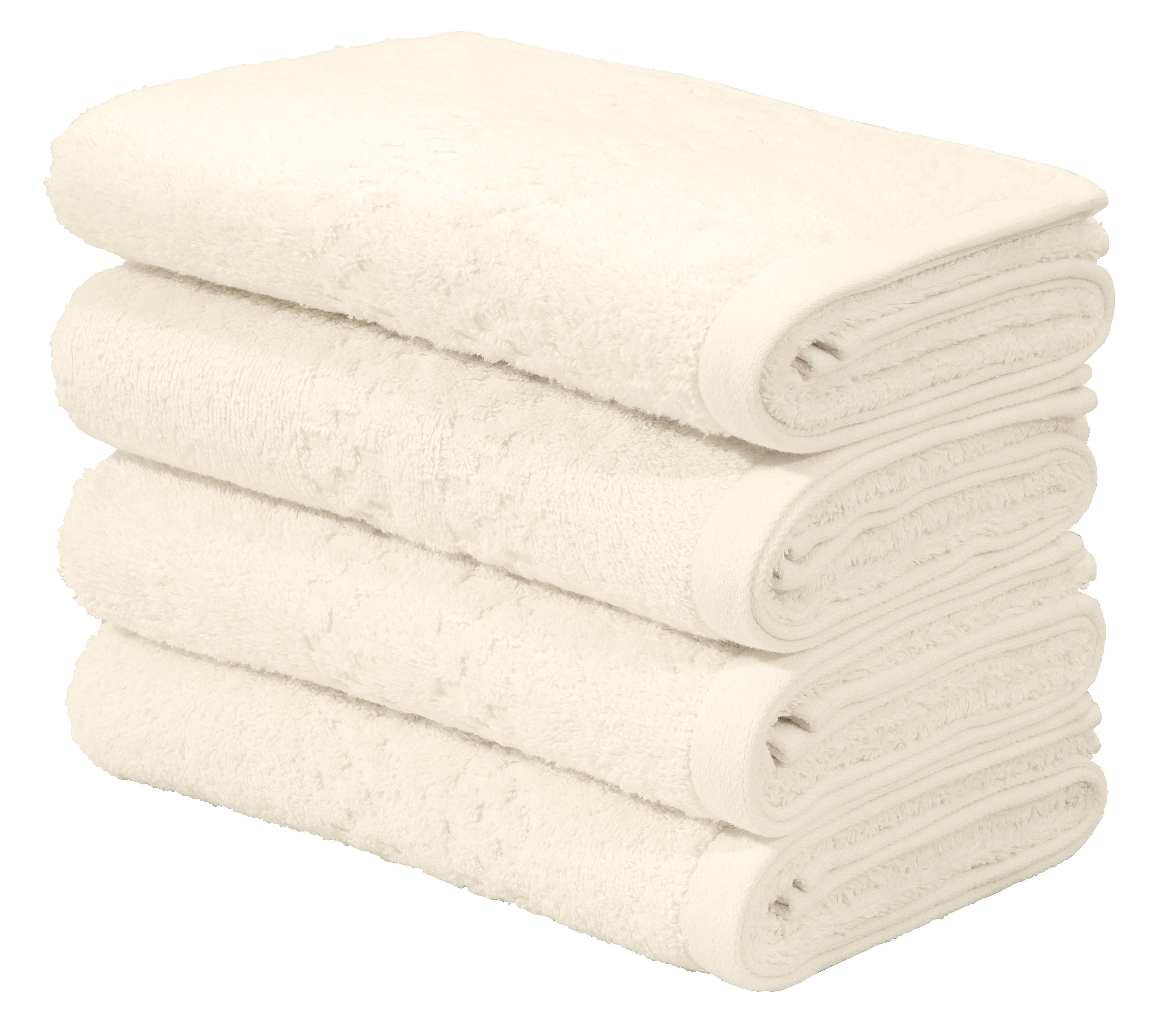 Home affaire Handtuch Set Regona, Handtücher (50x100cm), flauschig und weich, Frottier, (Set, 4-tlg), Premium Handtücher mit Bordüre, Handtuch-Set, 100% Baumwolle creme