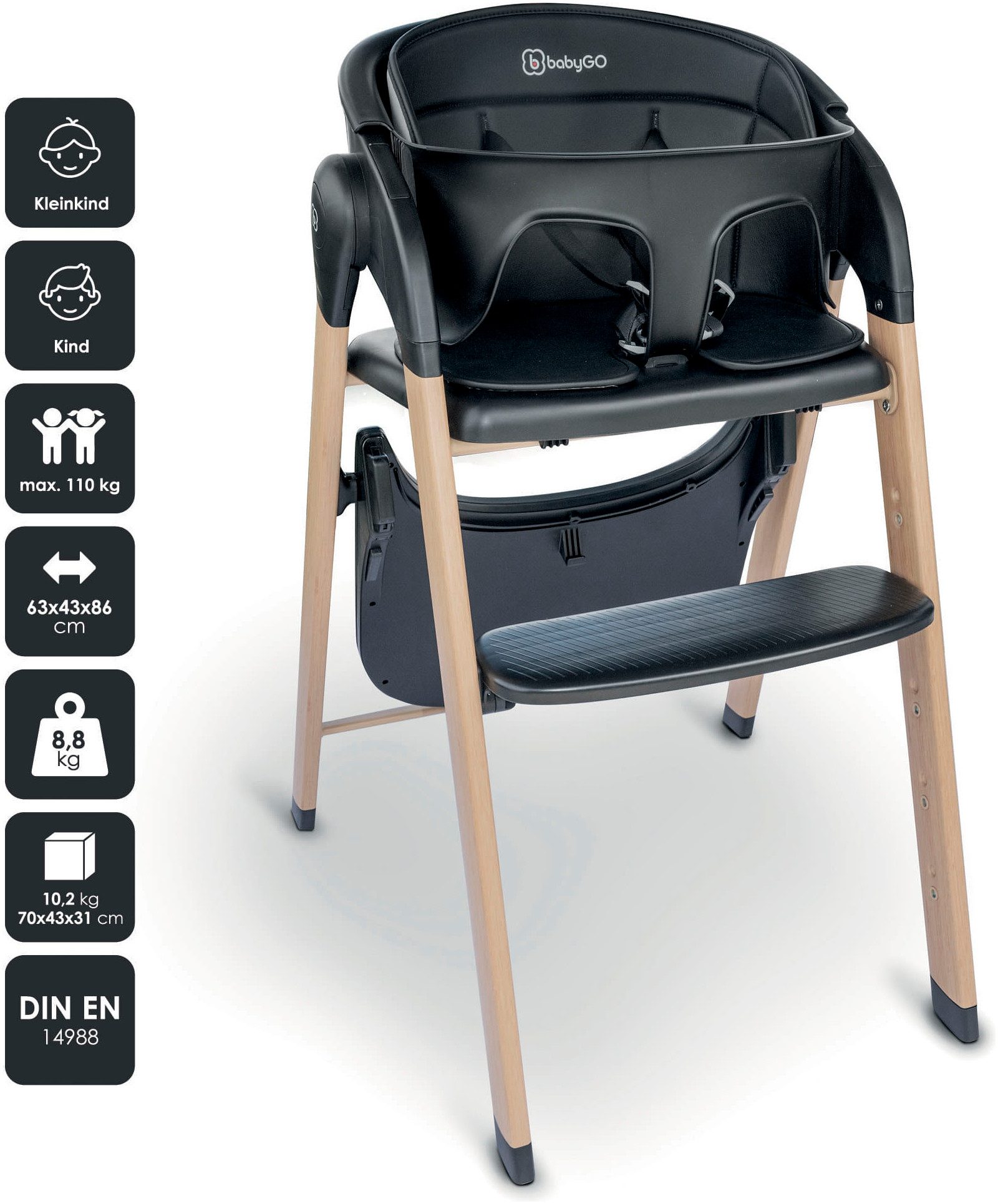 BabyGo Kombihochstuhl Levels, inklusive Wippe