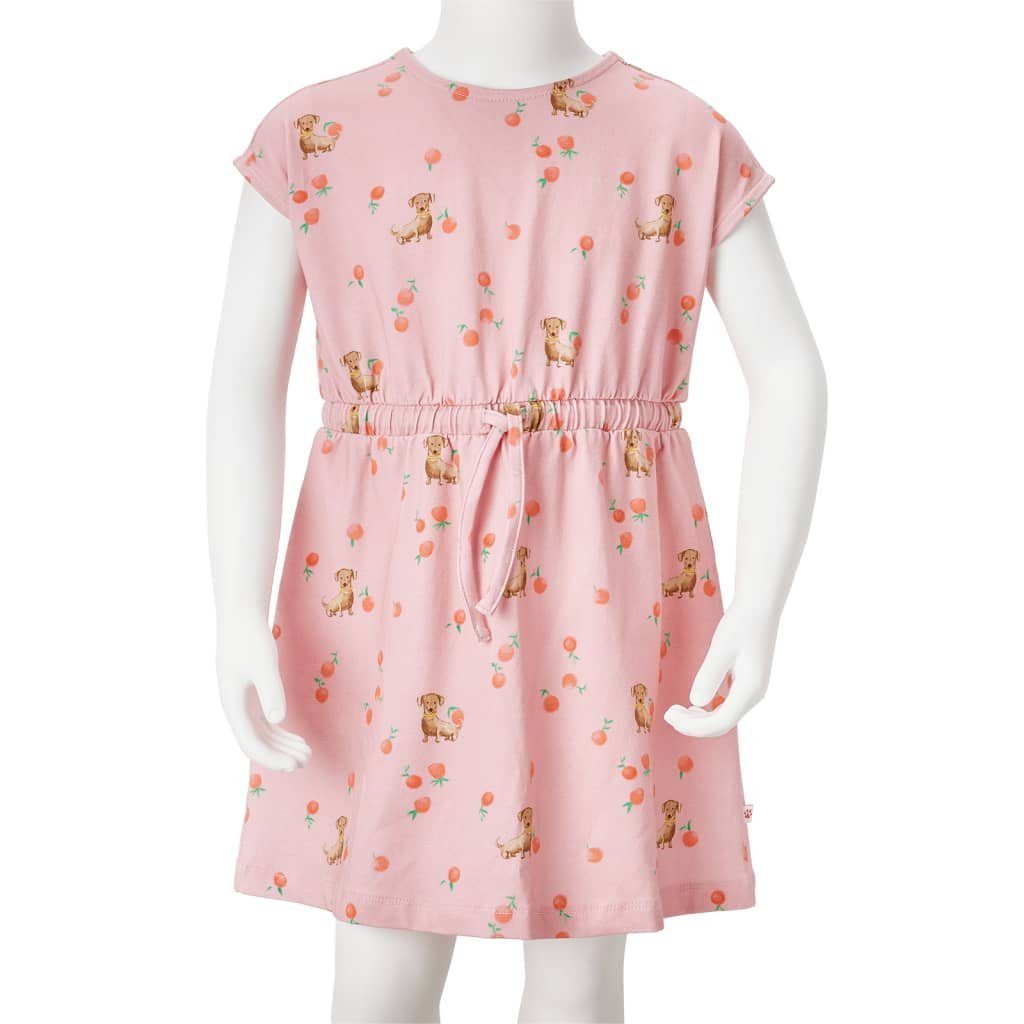 Frucht-Motiv 128 mit vidaXL und Taillenband Welpen- Ku A-Linien-Kleid Hellorange Kinderkleid