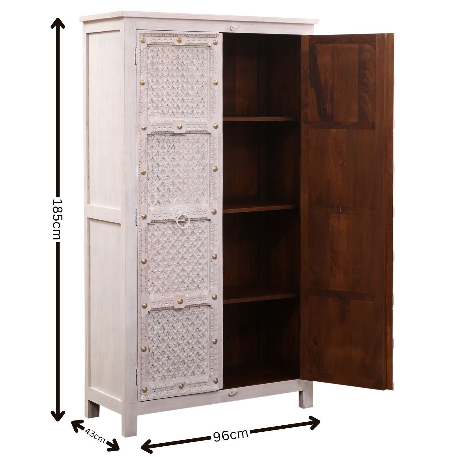 Marrakesch Orient & Mediterran Interior Highboard Orientalischer Dielenschrank Joumana handgemacht aus Mangoholz 185 cm (1 St), Handarbeit