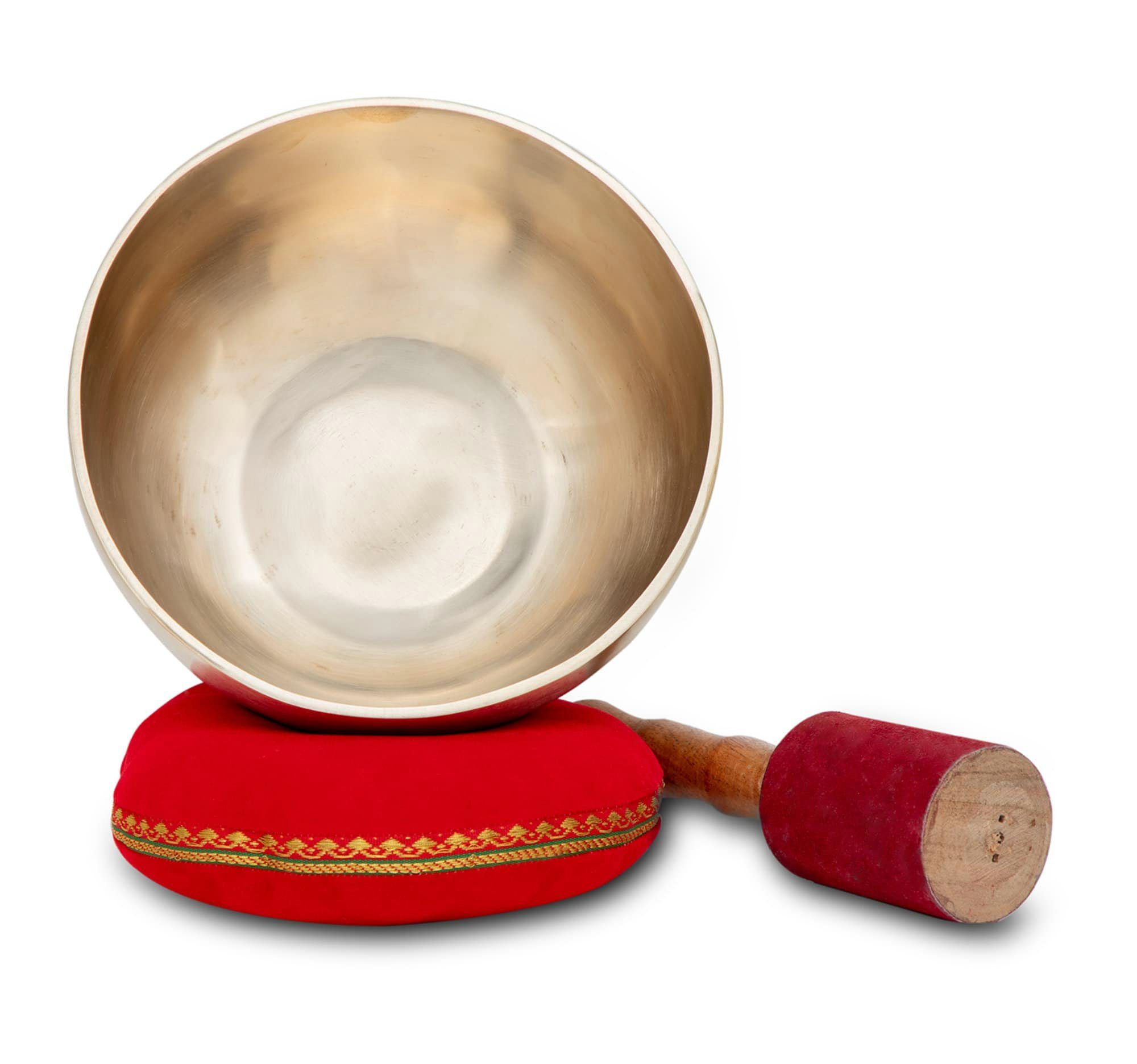 XDrum Klangschalen Therapeutic Klangschale Ton E / 1000g Komplett Set - Kissen & Schlägel, handgemachte Bronzelegierung für Nabel-Chakra (Manipura)