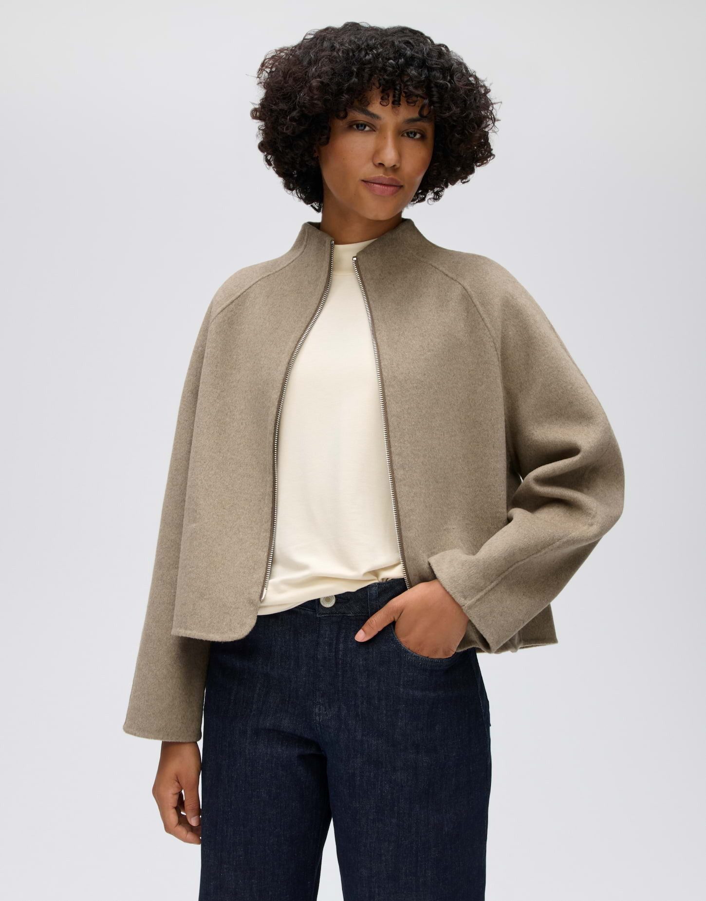 OPUS Wolljacke Helisu aus pflegeleichtem Material Lockere Passform für stilvolle und bequeme Alltagslooks