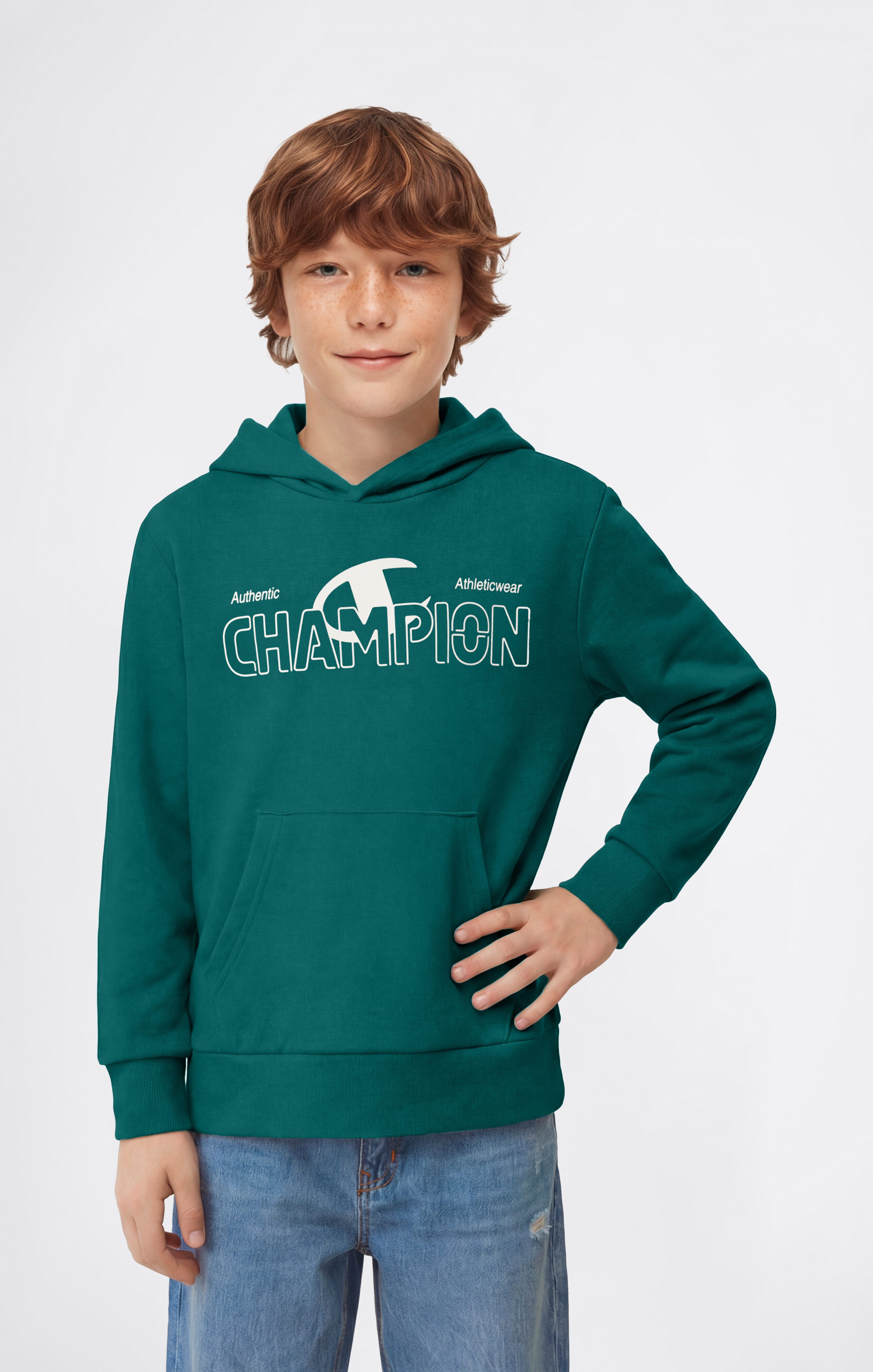 Champion Kapuzensweatshirt Graphic Terry Hoodie mit Kapuze, für Kinder, bequeme Passform