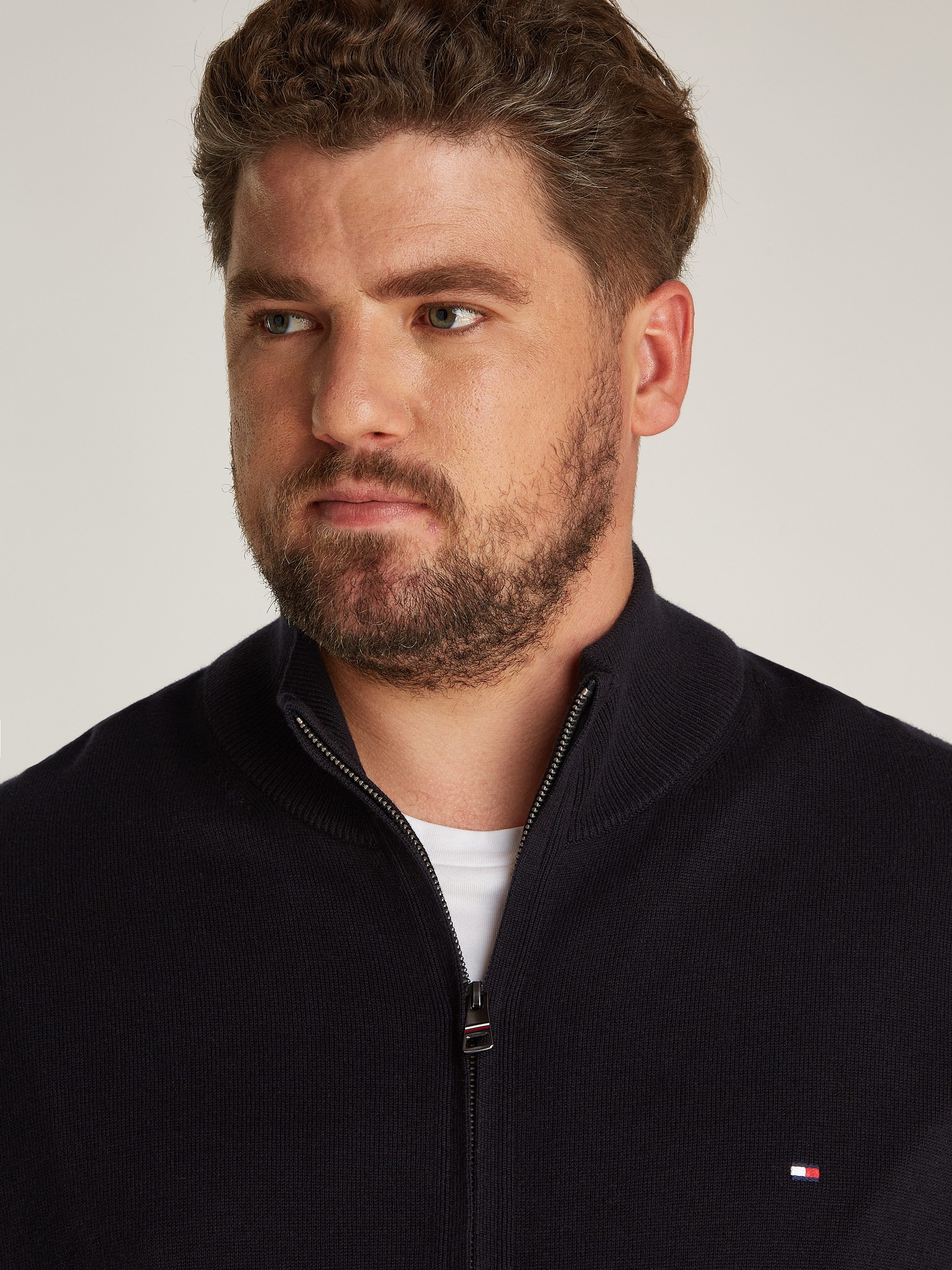 Tommy Hilfiger Big & Tall Cardigan BT-PIMA ORG CTN CASHMERE ZTHRU-B