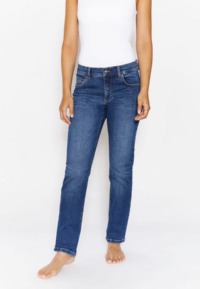 ANGELS Straight-Jeans Jeans Cici mit Used-Waschung mit Label-Applikationen,  Pflegeleichte Baumwollmischung