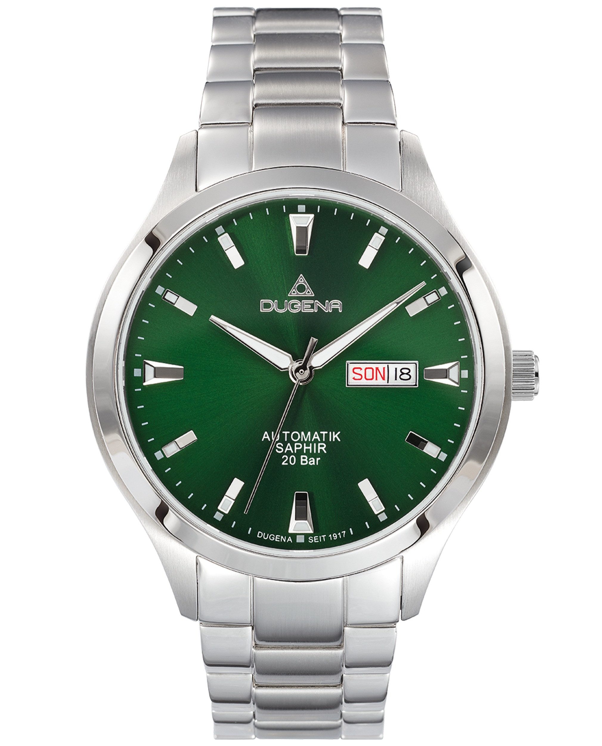 Dugena Automatikuhr Dugena Herren-Uhr Tresor Master Automatik Grün Edelstahl-Band 4460983