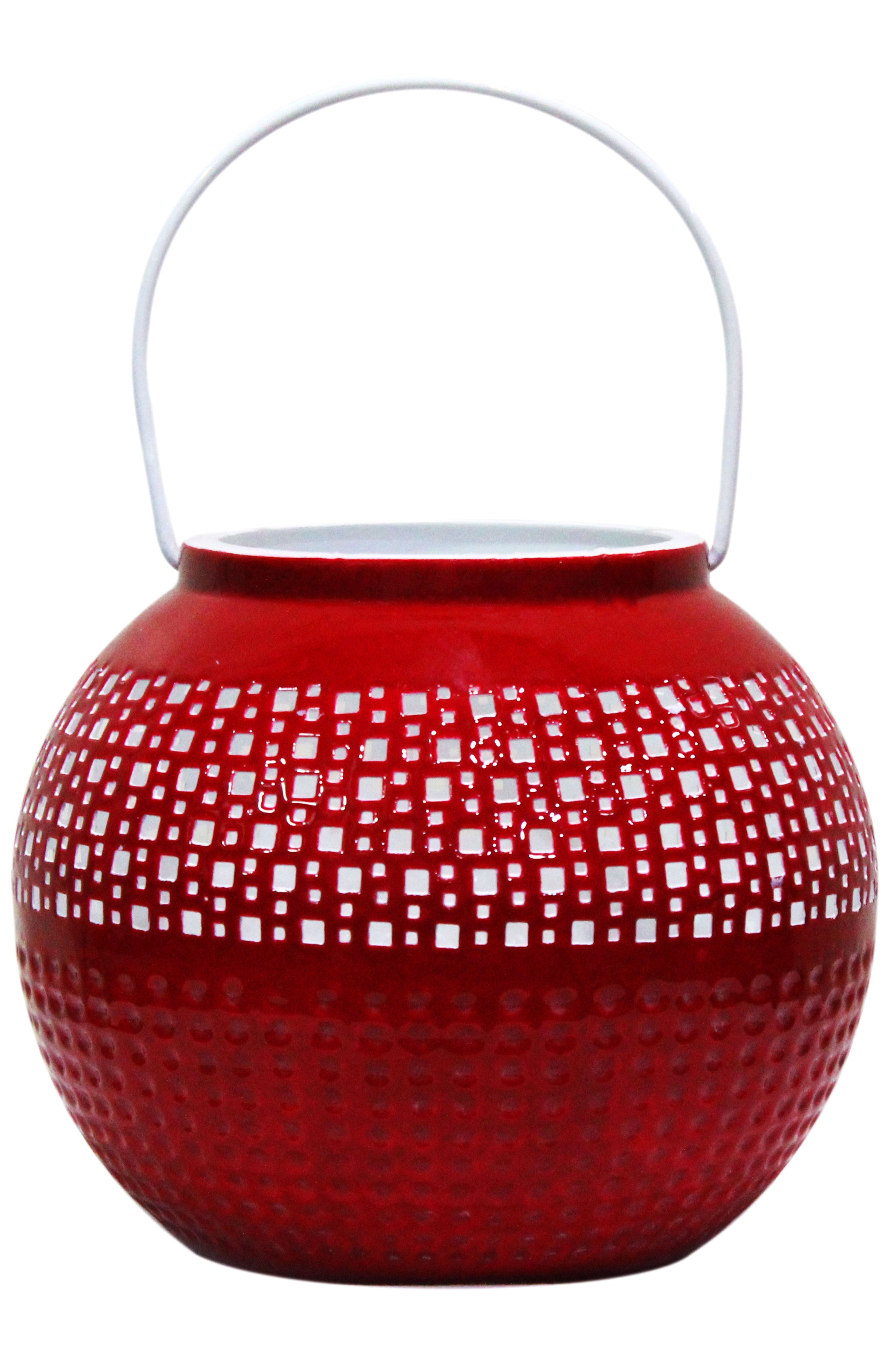 Marrakesch Orient & Mediterran Interior Teelichthalter Orientalisches Indisches Windlicht Bamika Rot (1 St), Handarbeit