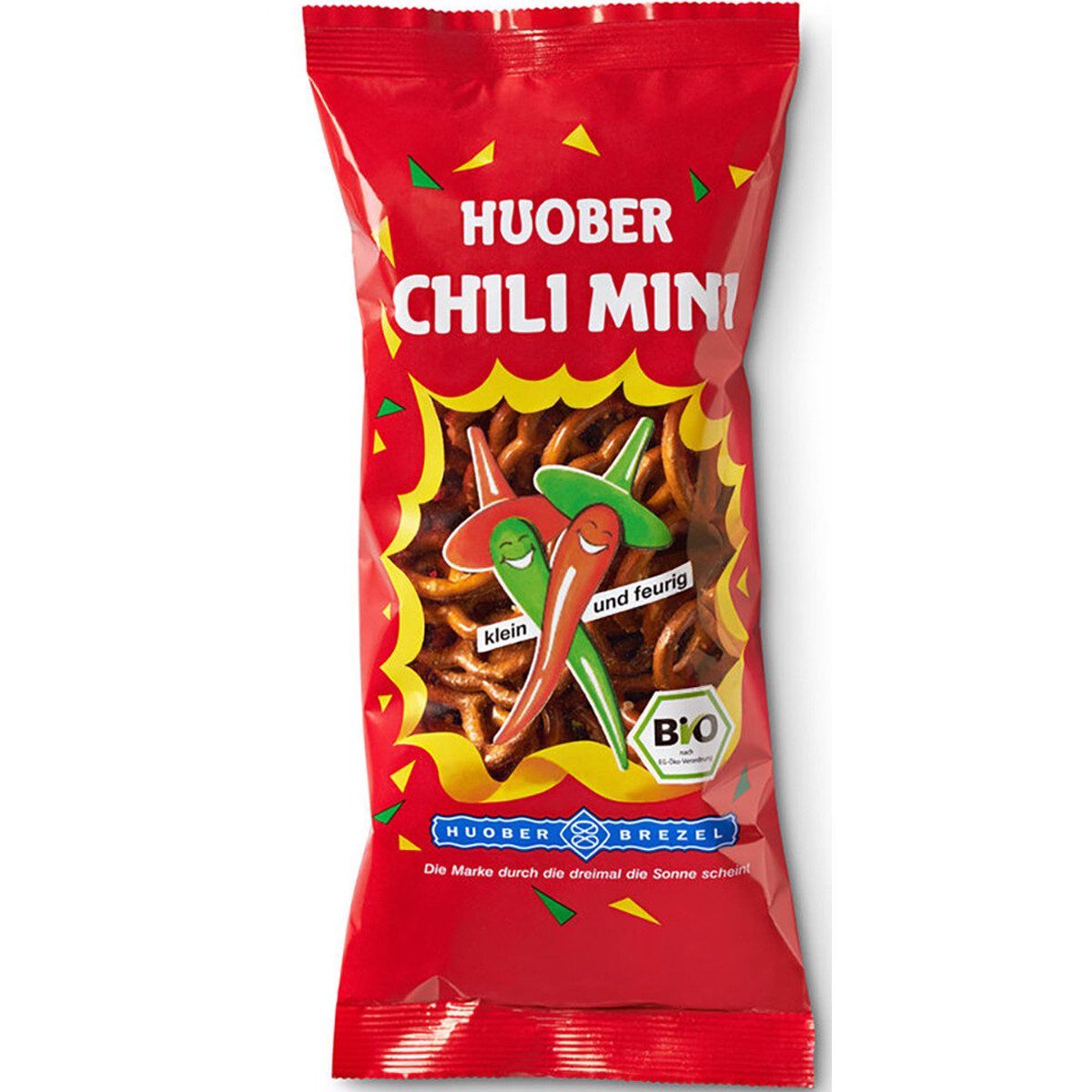 Huober Knabberei, Huober Bio knusprig scharf gewürzte Chili Mini Brezel Original 75g