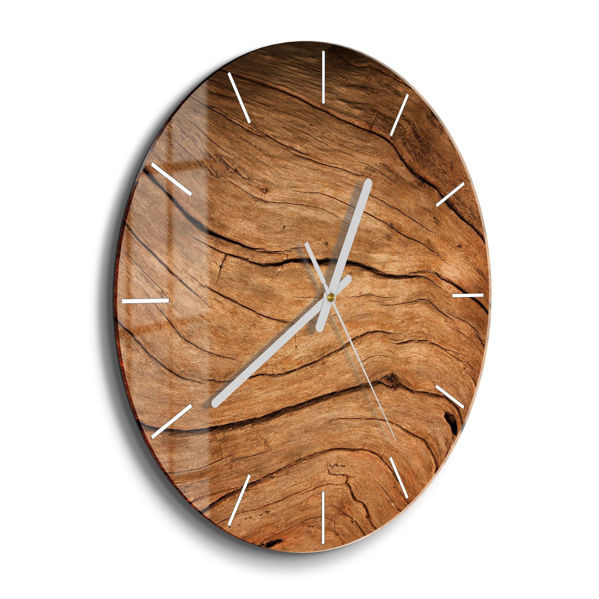 DEQORI Wanduhr 'Detaillierte Holzmaserung' (Glas Glasuhr günstig online kaufen