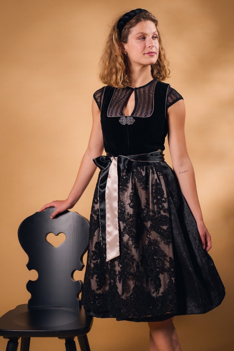 MarJo Dirndl Samt Dirndl 2tlg. - MADITA - schwarz/macchiato günstig online kaufen