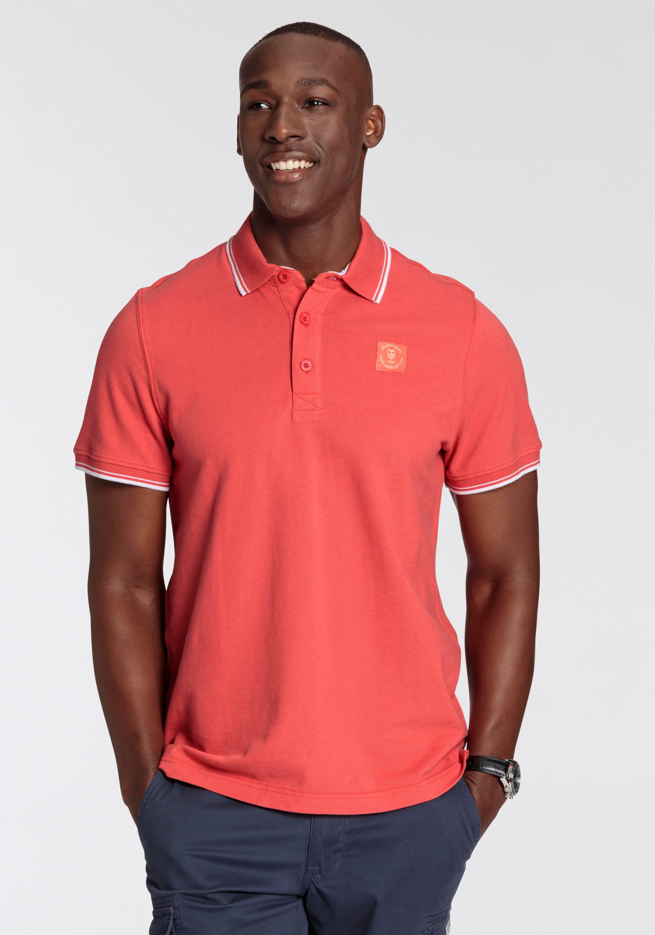 rot - DELMAO mit modischem MARKE! Poloshirt Brustlabel NEUE