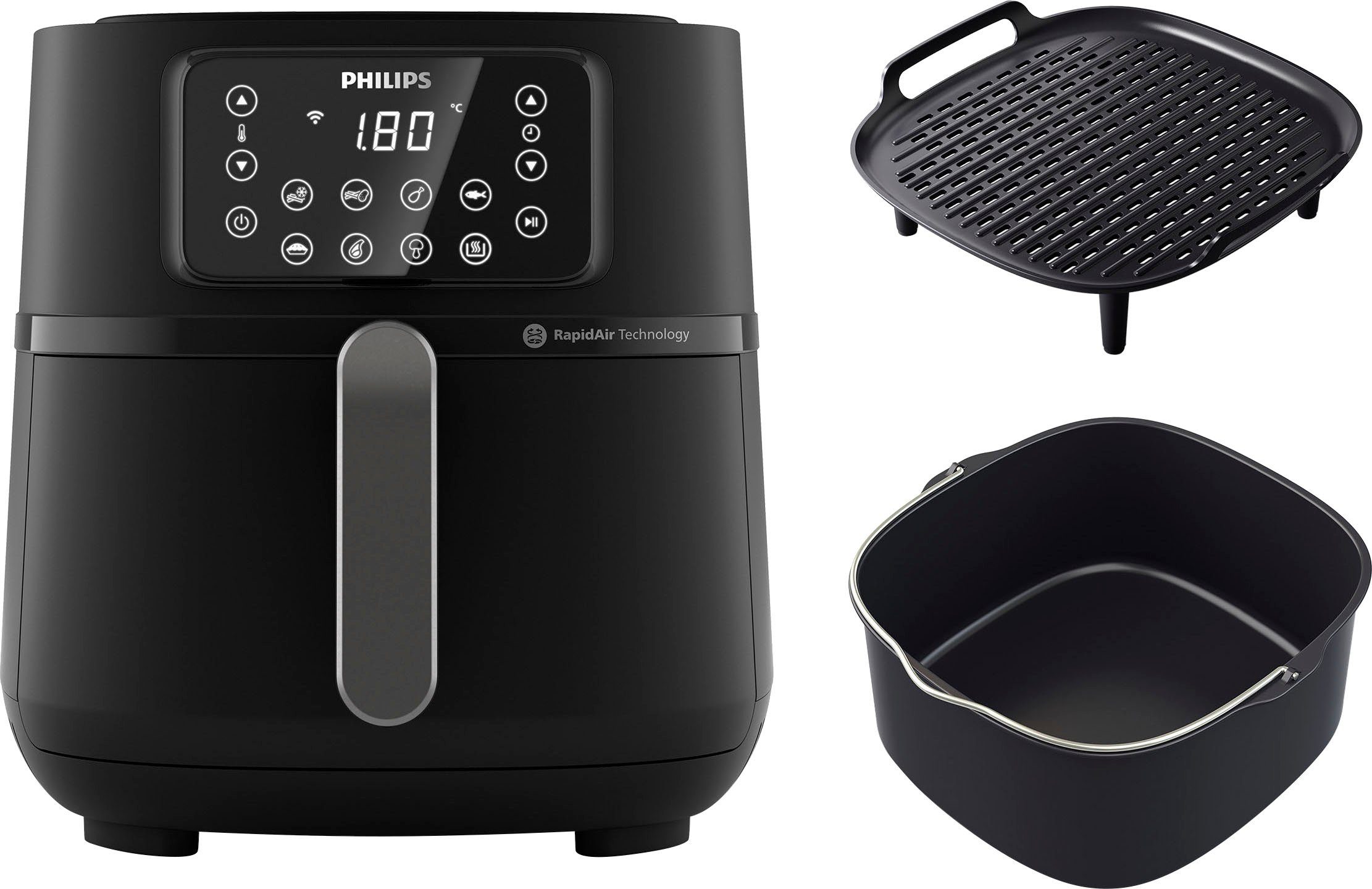 Philips Heißluftfritteuse Airfryer XXL HD9285/96, 7,2 l, 2000 W, mit 7 Voreinstellungen und Warmhaltefunktion, WiFi Konnektivität