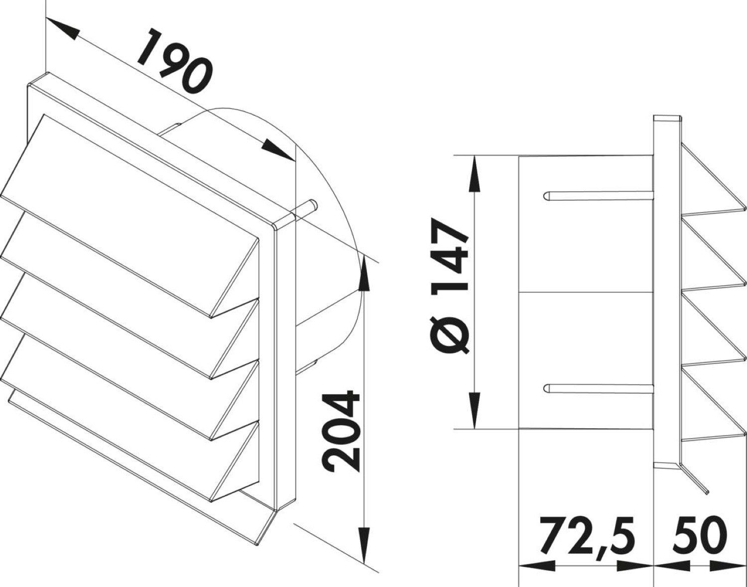 Naber Montagezubehör Dunstabzugshaube COMPAIR flow round 150 E-Jal 150 Außenjalousie weiß 4044044