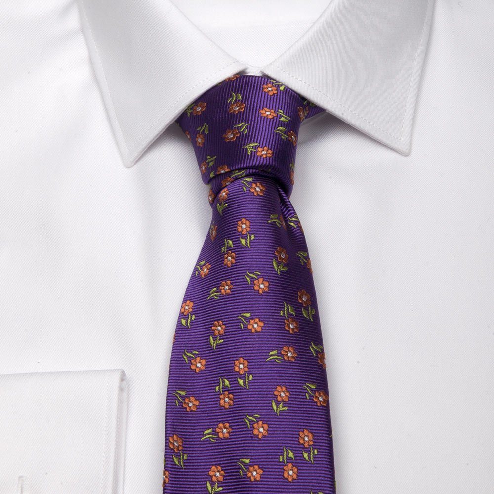 mit Breit Krawatte Blüten-Muster Dunkelblaue (8cm) Krawatte Seiden-Jacquard BGENTS