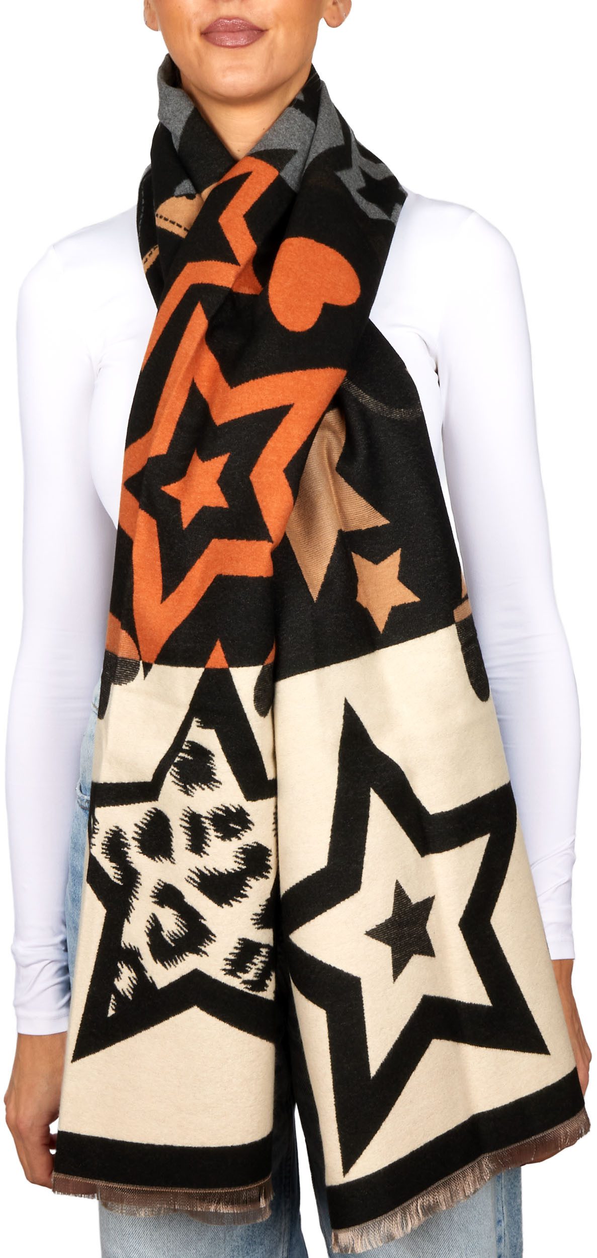 BRUBAKER Schal Cashmirillo Damen Schal mit Modernem Muster - 70 x 200 cm - Warm, (Oversized Schal für Herbst und Winter, 1-St), Kuschelig mit weichem Kaschmir-Gefühl - Damenschal Winterschal