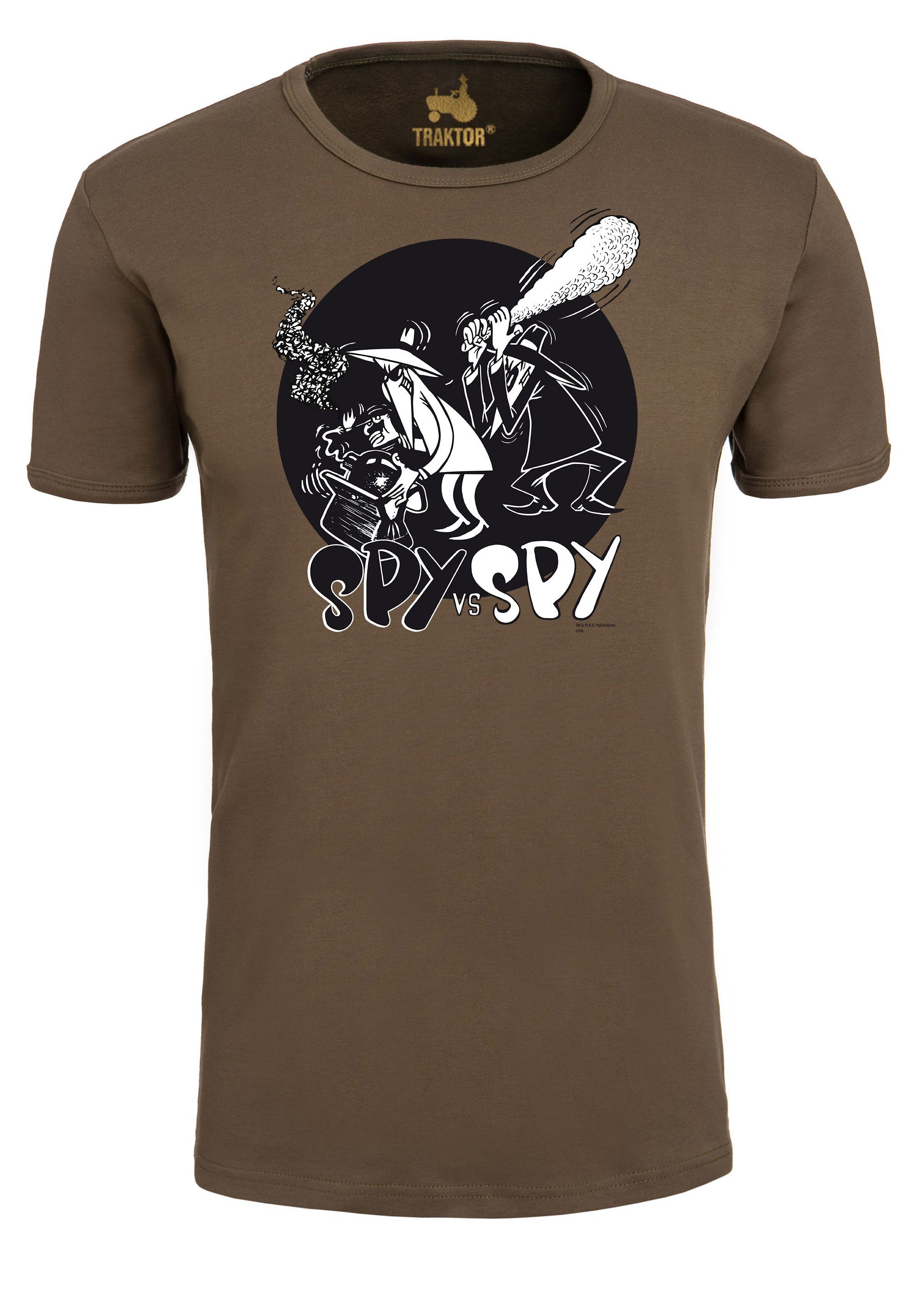 LOGOSHIRT T-Shirt Mad - trendigem mit Spy Comic-Print vs olivgrün Spy
