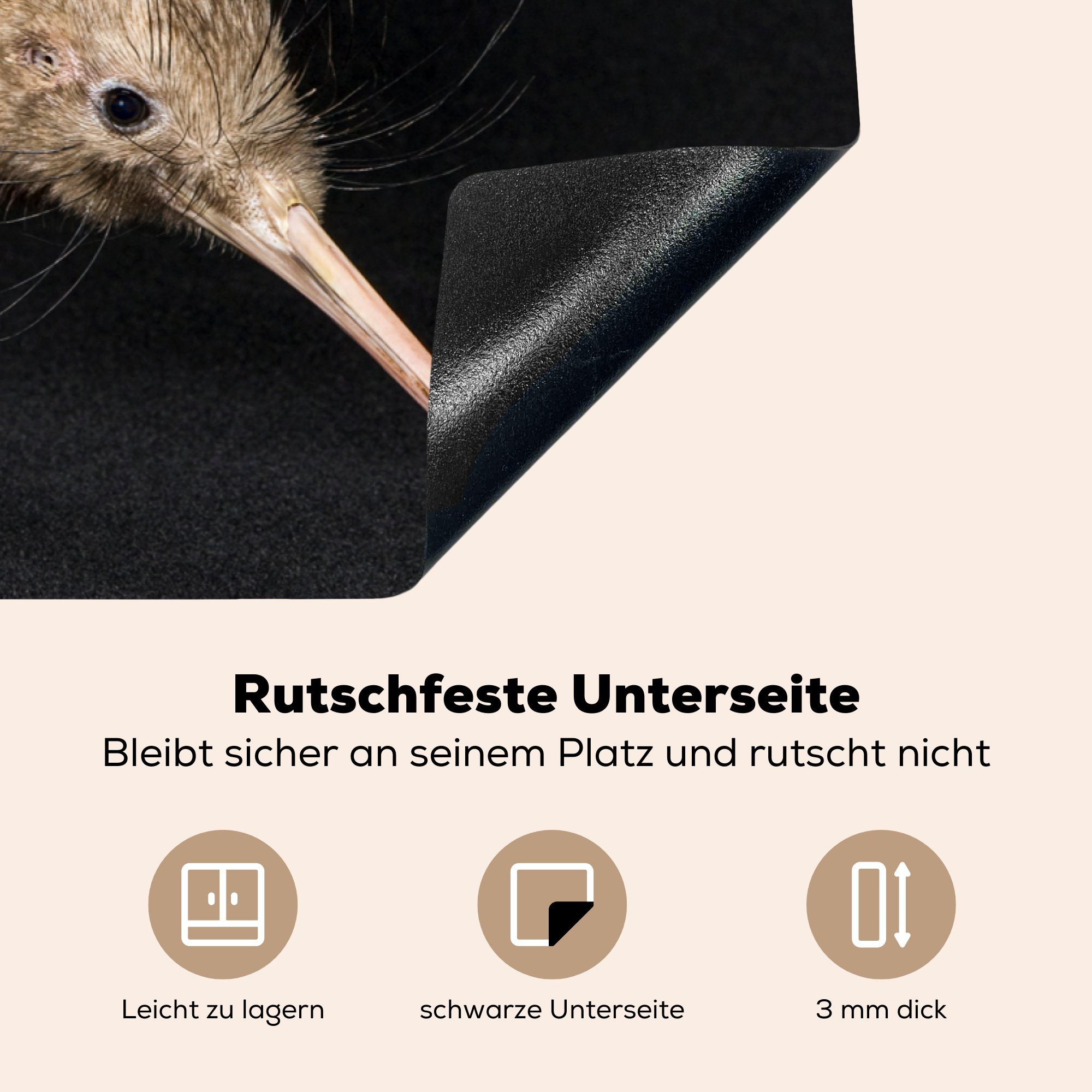 Kiwi Ceranfeldabdeckung Induktionskochfeld - Vogel die Schwarz, MuchoWow Herdblende-/Abdeckplatte tlg), küche, (1 81x52 cm, für - Schutz Vinyl,
