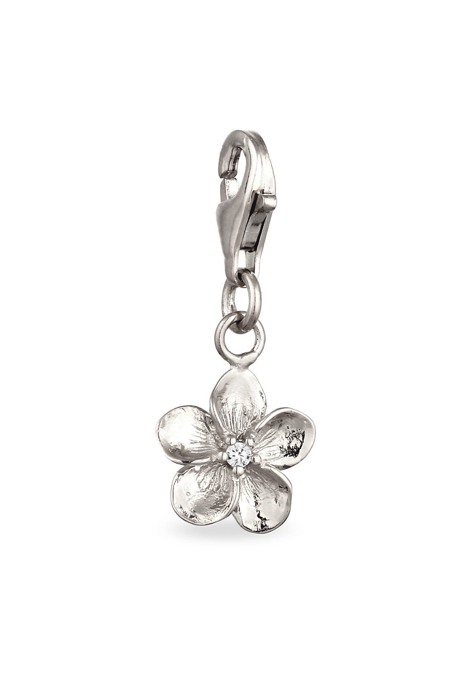 Charm-Einhänger Frangipani Blume Stein Zirkonia Weiß 925 Sterling Silber