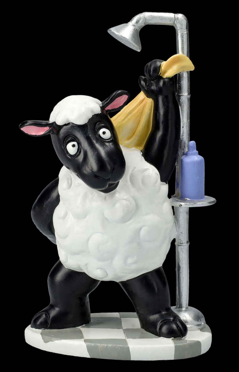 Figuren Shop GmbH Tierfigur Lustige Schaf Figur beim Duschen - Tierfigur Dekoration Dekofigur