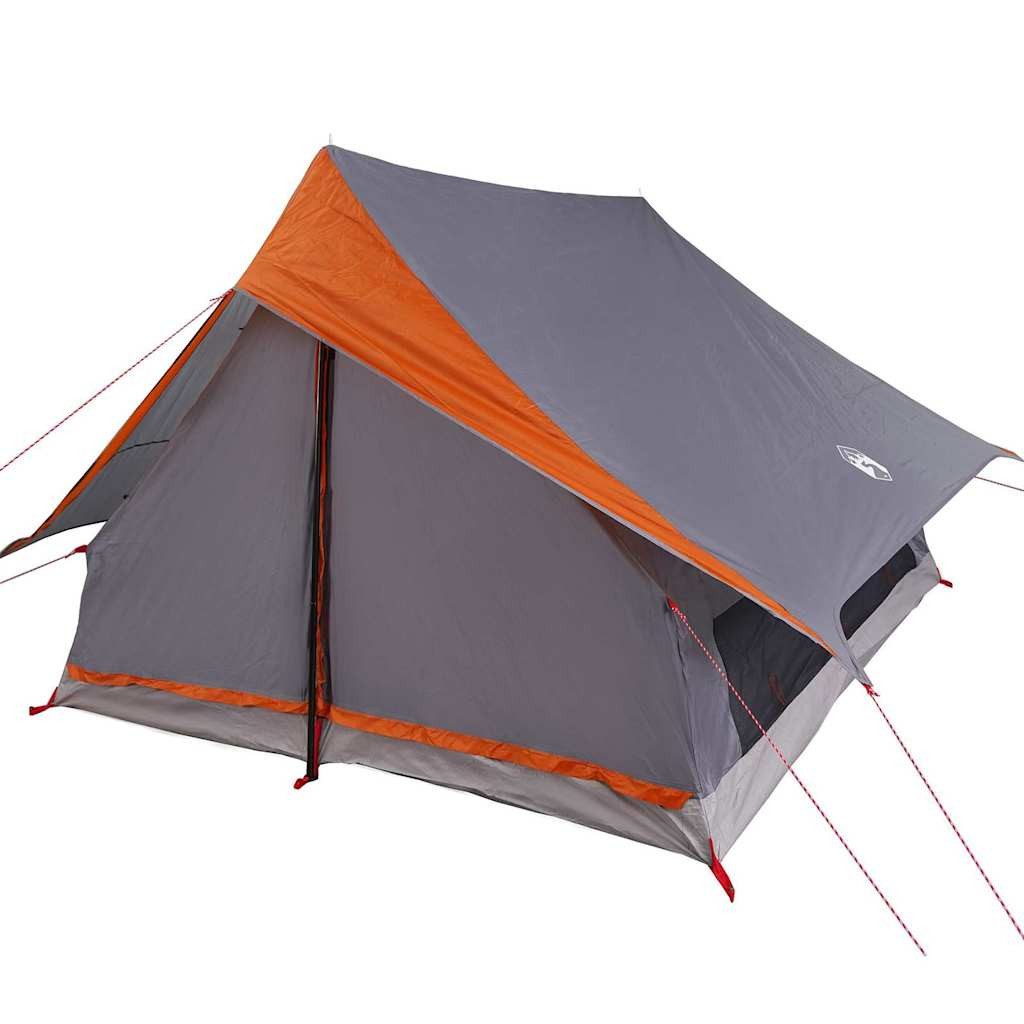 vidaXL Tunnelzelt Familienzelt mit Dach Grau und Orange 315 x 286 x 200 cm, (1 tlg)