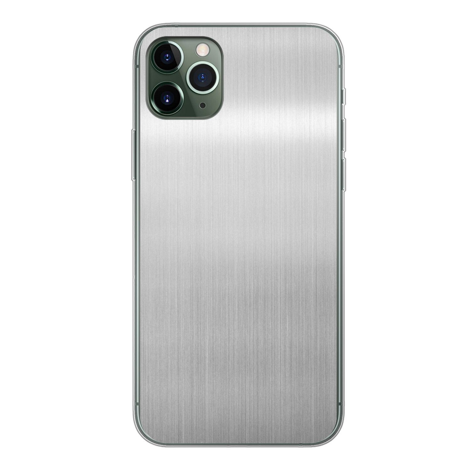 MuchoWow Handyhülle Metalldruck - Silber - Grau, Handyhülle Apple iPhone 11 Pro Max, Smartphone-Bumper, Print, Handy