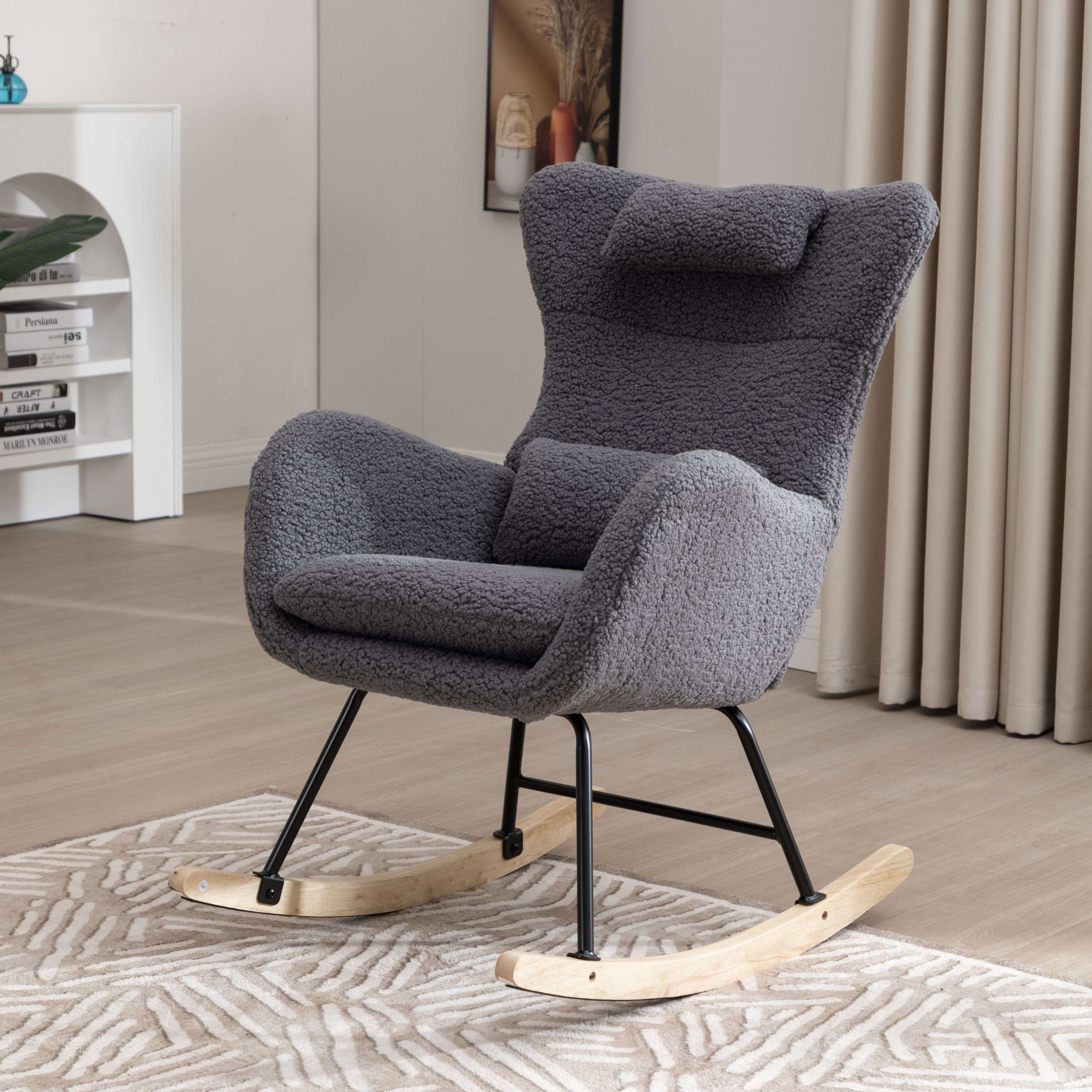 STILVORA Schaukelstuhl Schaukelsessel wohnzimmer Relaxsessel mit Kopfstütze günstig online kaufen