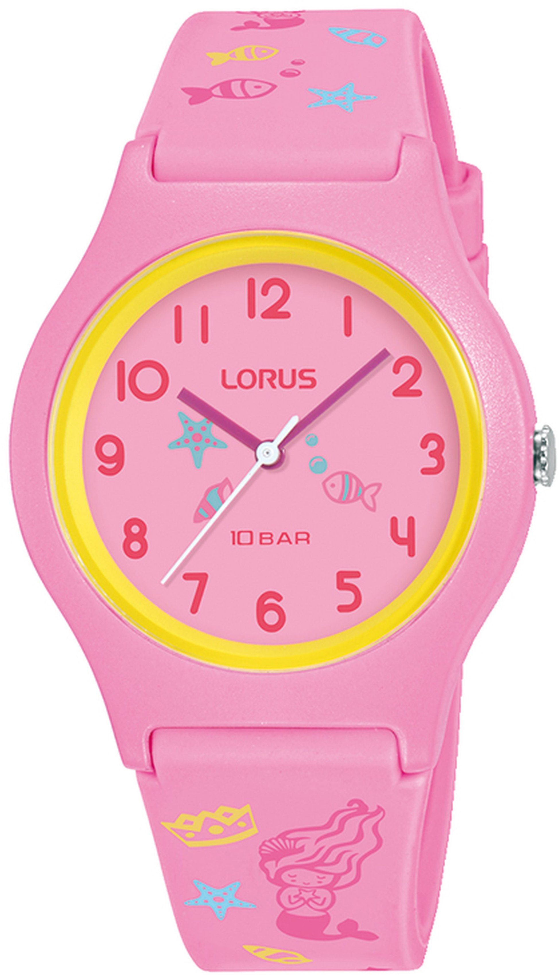 LORUS Quarzuhr RRX49HX9, Armbanduhr, Kinderuhr, Meerjungfrau, Fisch, ideal auch als Geschenk