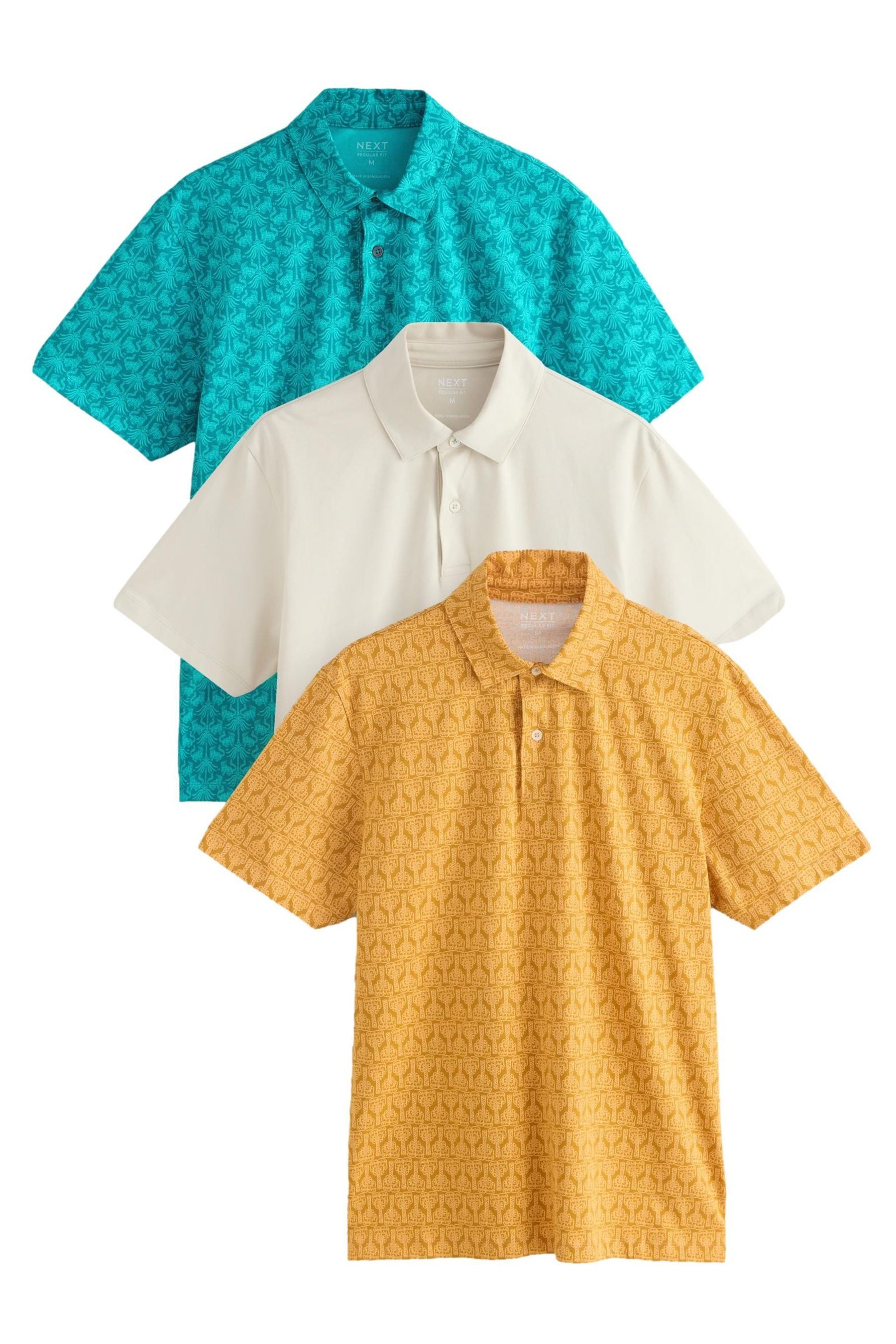 Next Poloshirt Regular Fit Kurzarm-Poloshirts, 3er-Pack (3-tlg)