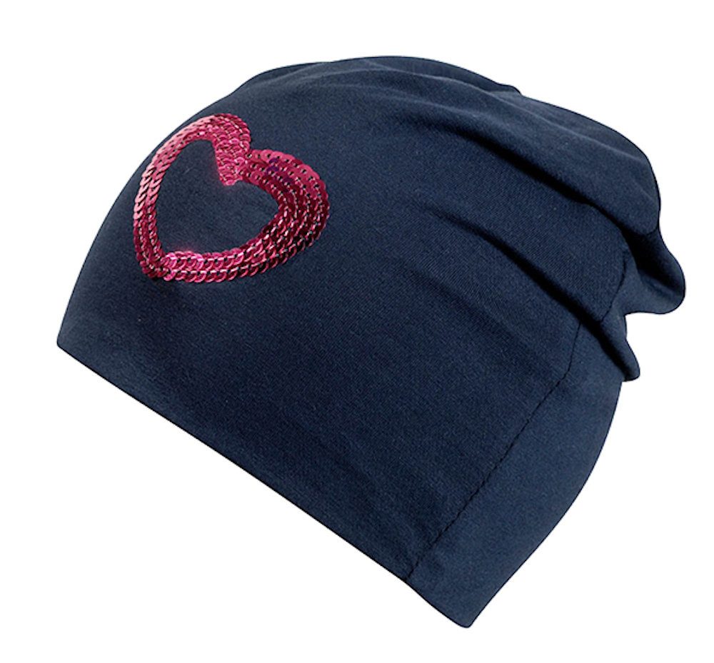 Fiebig Jerseymütze Fiebig Mädchen Jerseymütze Mütze unit Pailletten Herz navy blau (kein Set)