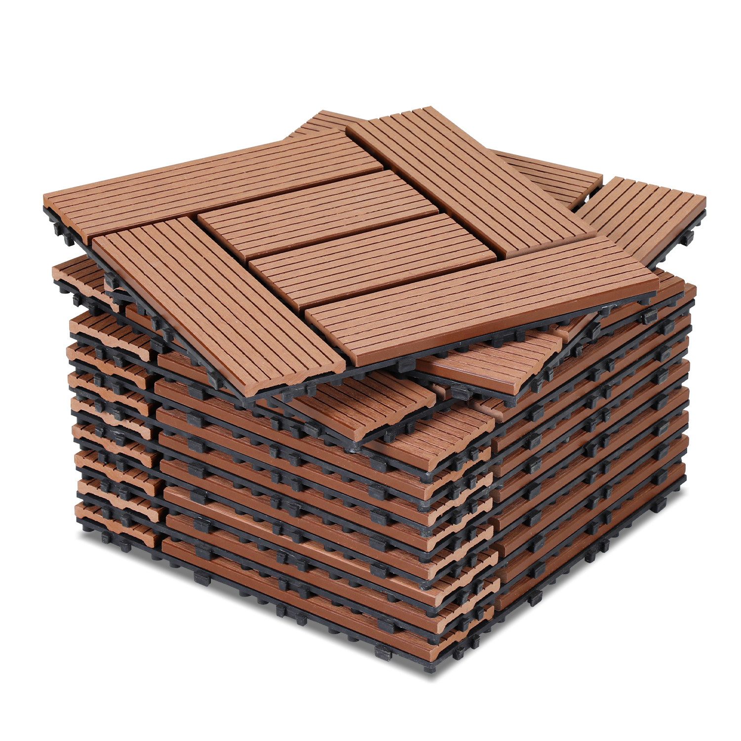 Clanmacy Holzfliesen WPC-Terrassenfliesen Klickfliesen 11x mit günstig online kaufen