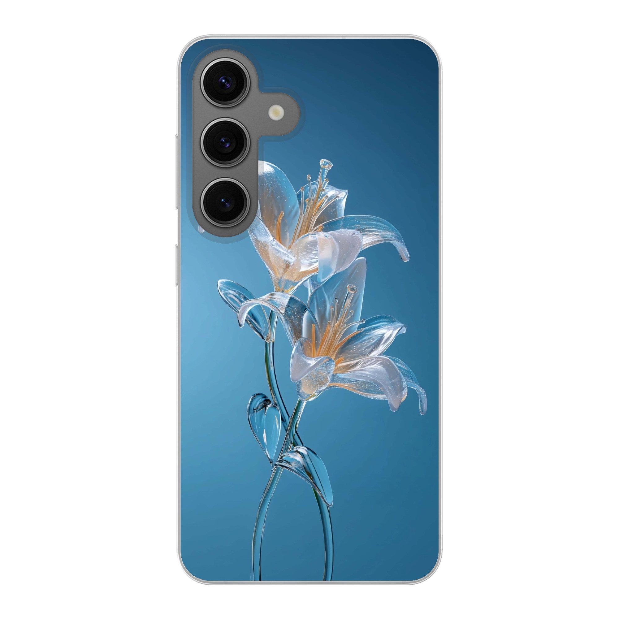Handyhülle für Samsung Galaxy S24 Lilien - Blau - Gläser