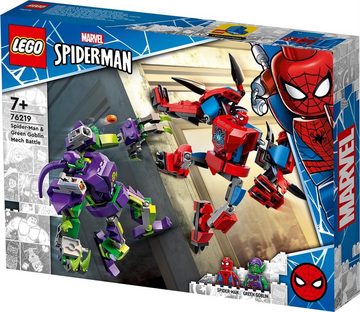 LEGO® Konstruktionsspielsteine LEGO 76219 Marvel Spiderman Spider-Mans und Green Goblins Mech-Duell, (Set)