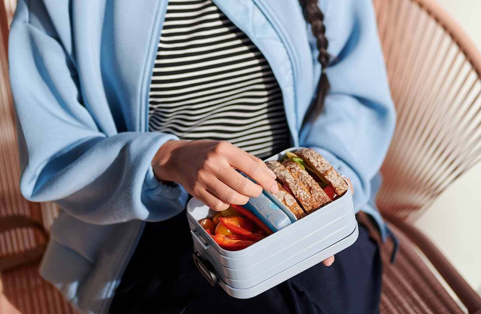 Break Lunchbox Spülmaschinengeeignet Take Set, Denim Lunchbox Nordic (2-tlg), Mepal Material-Mix, A + 2er Kühlakku