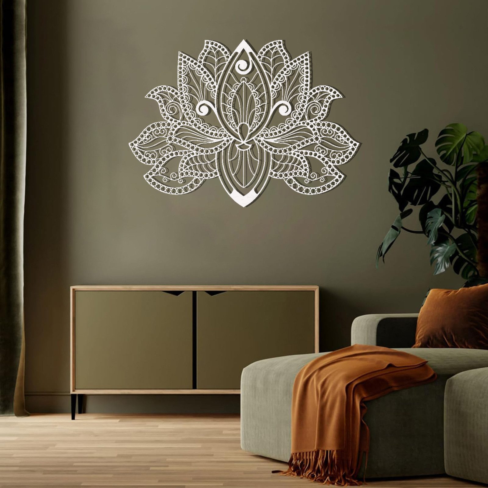 Jumpeak Wanddekoobjekt Klassische Lotus Metall Kunst Wanddekoration, Schichtungseffekt, Lotus, Modern, Metall, maschinell gefertigt